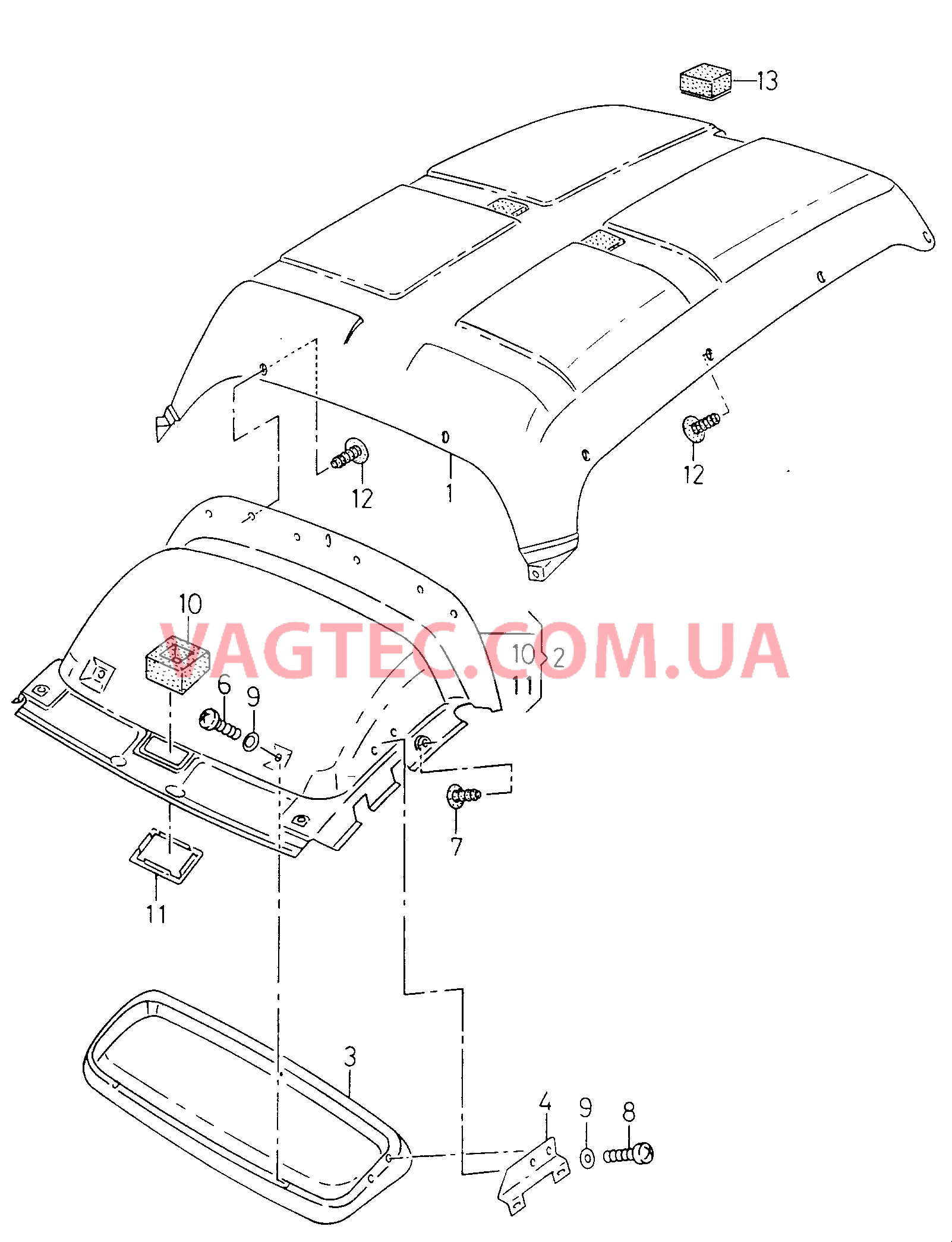 Формованная панель потолка  для VOLKSWAGEN Caddy 2003