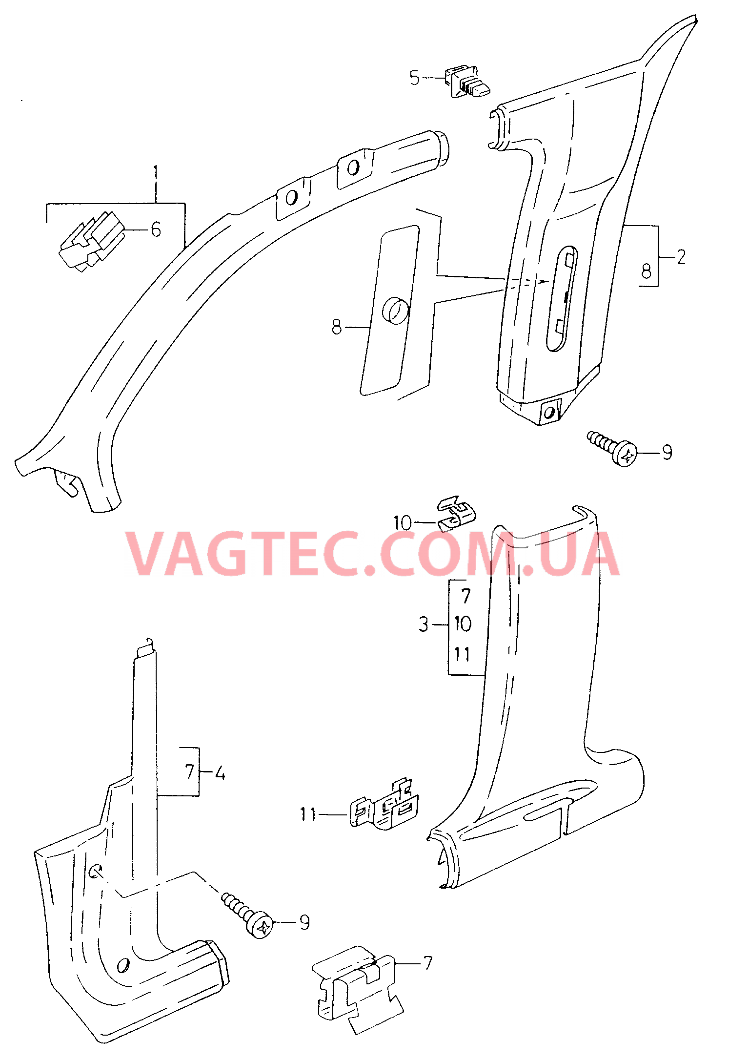 Облицовка стойки  для VOLKSWAGEN Caddy 2003