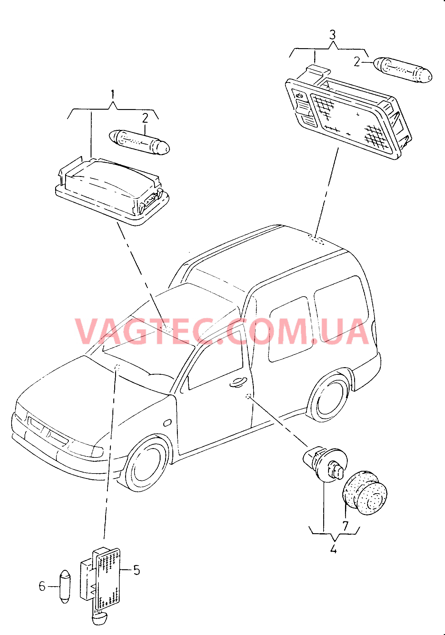 Плафон Выключатель освещения, дверн.  для SEAT Inca 2001