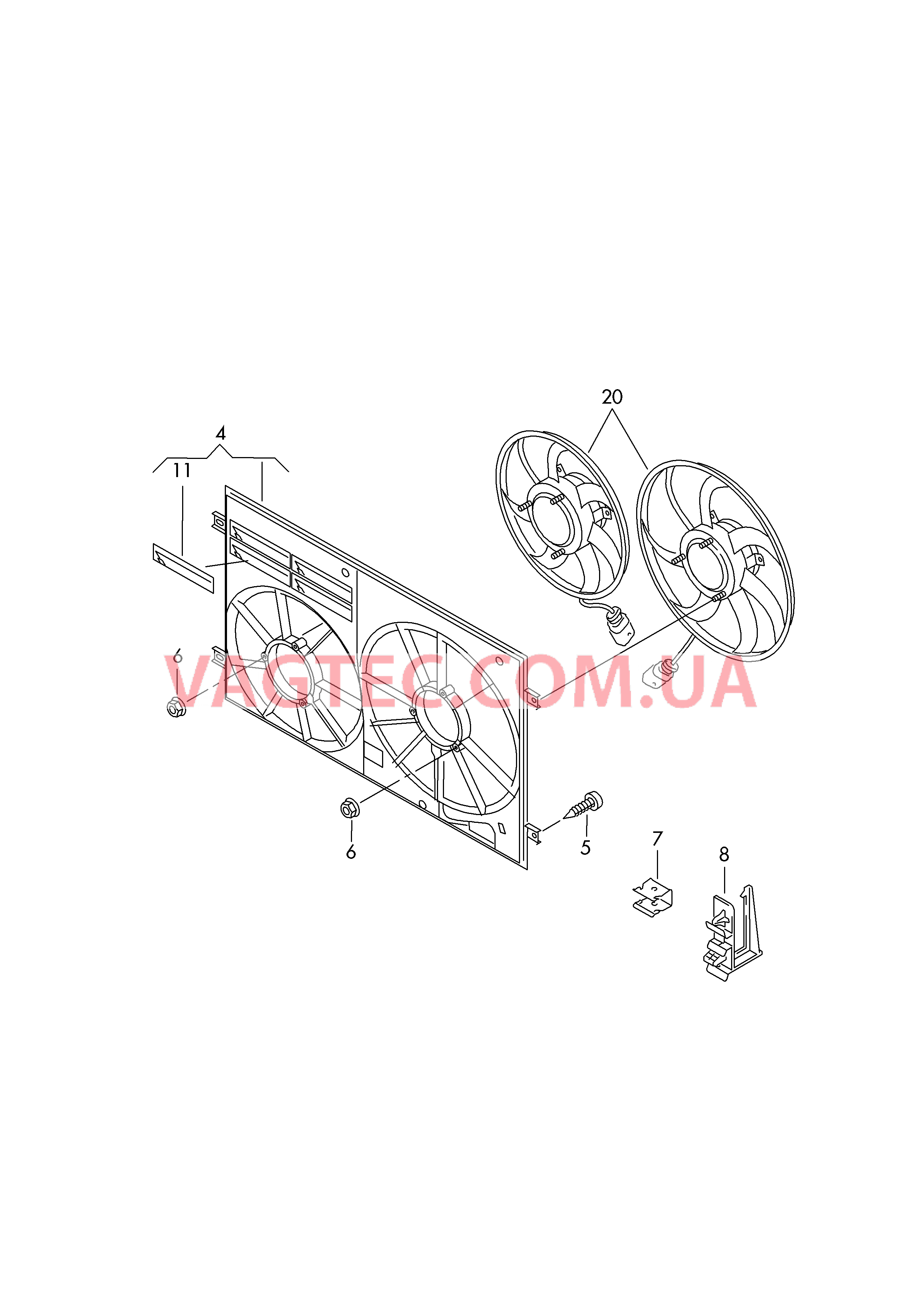Рамка вентилятора Рамка для двух вентиляторов  для VOLKSWAGEN CC 2017
