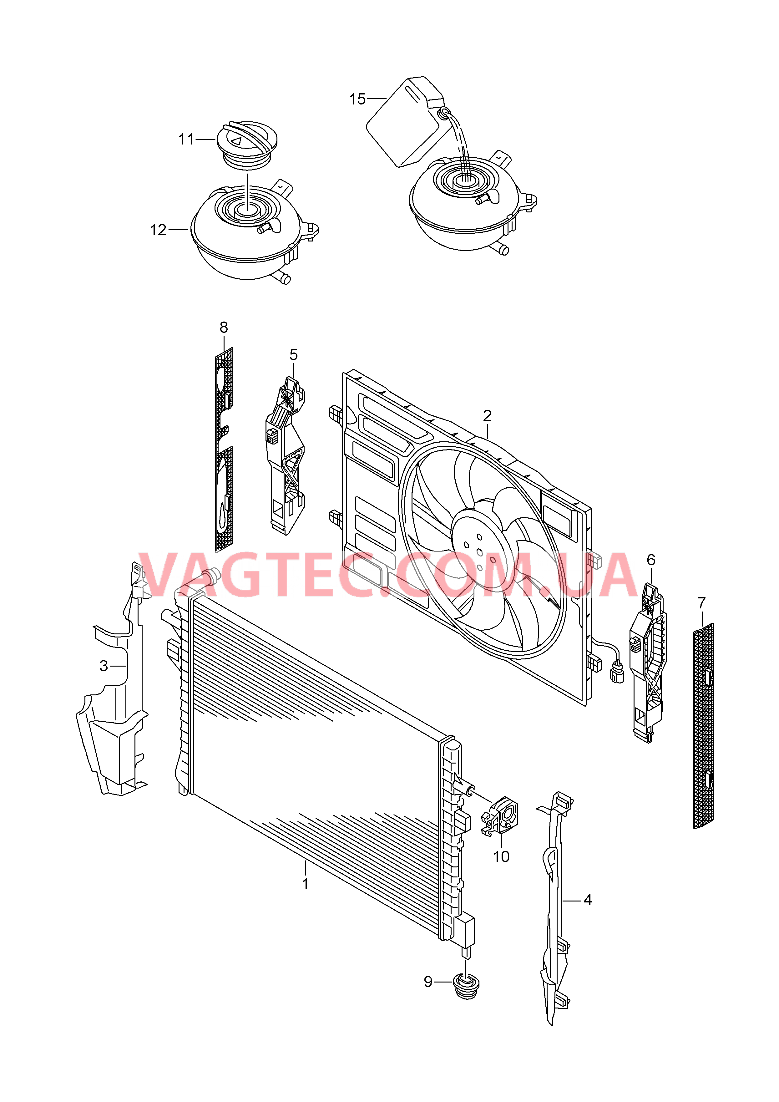 Расширительный бачок Радиатор охлаждающей жидкости Рамка вентилятора  для VOLKSWAGEN E-Golf 2015