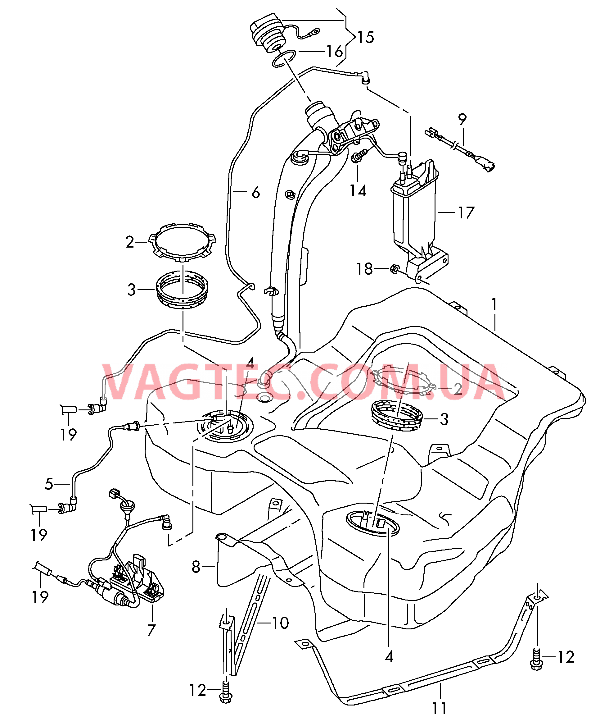 Топливный бак с навесными деталями  Адсорбер  для VOLKSWAGEN CC 2017
