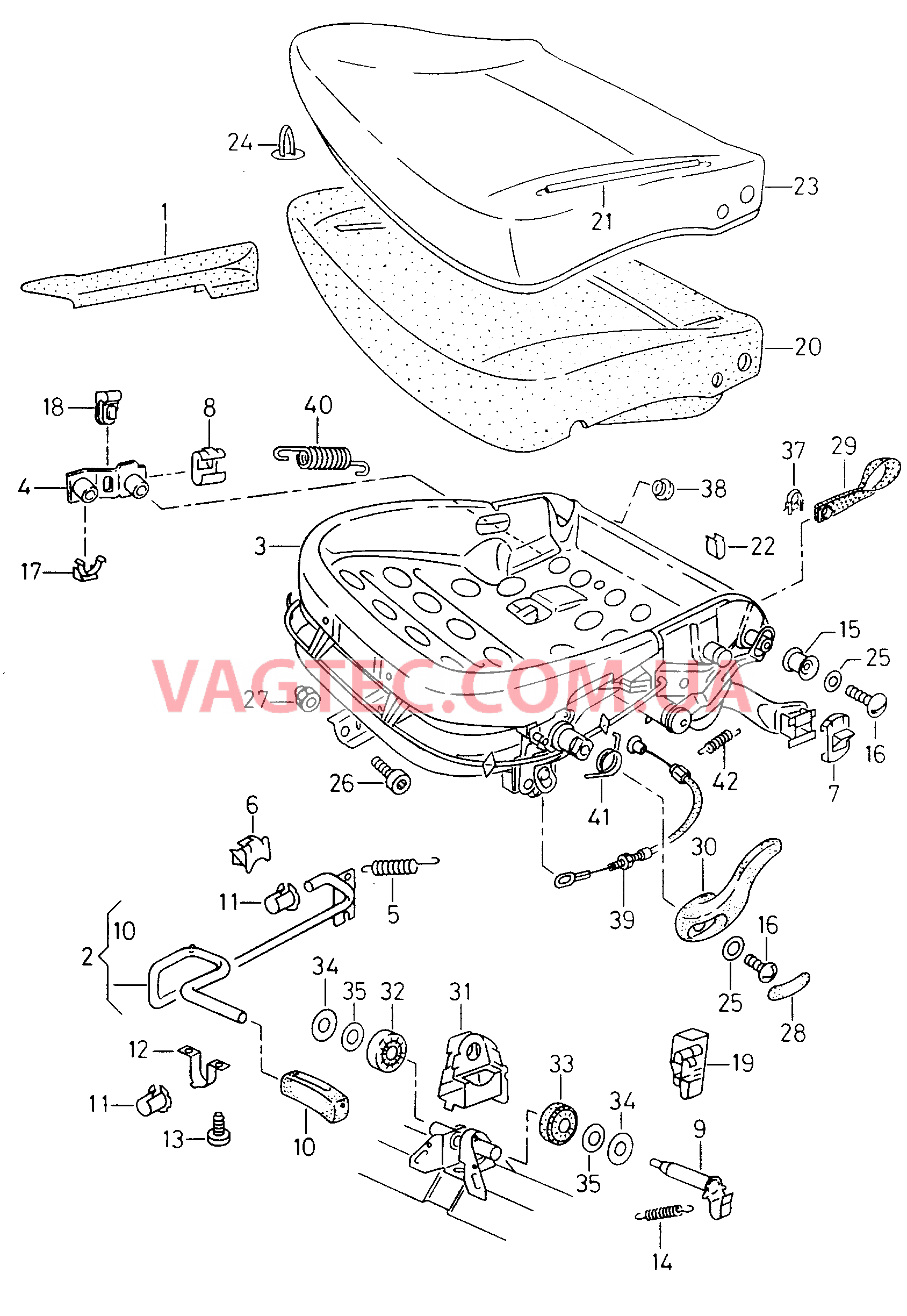 Cиденье, откидное для а/м с функцией облегчения посадки  для VOLKSWAGEN Caddy 2002