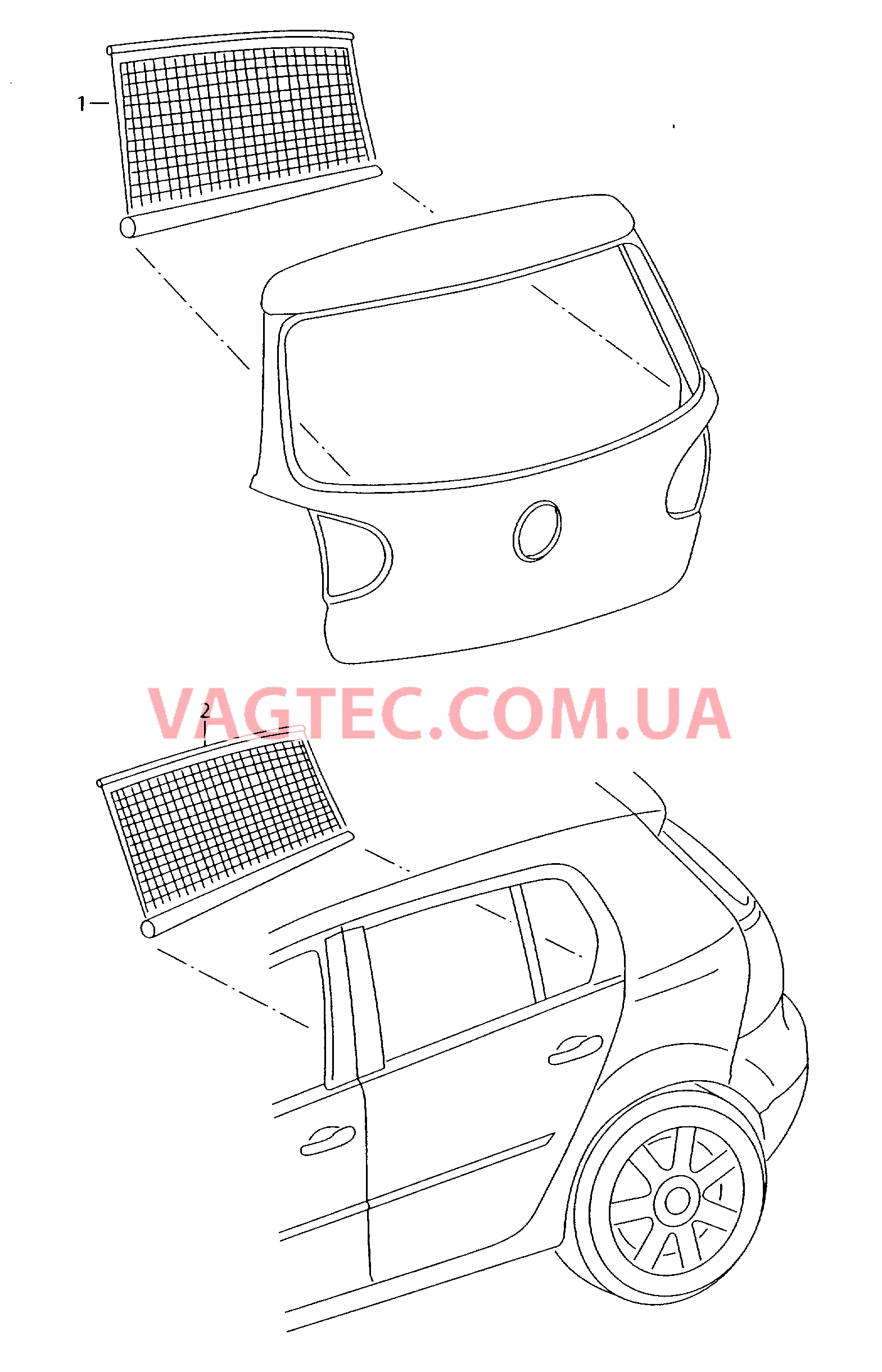 Оригинальные аксессуары Защита от дневного света   для VOLKSWAGEN Touareg 2011