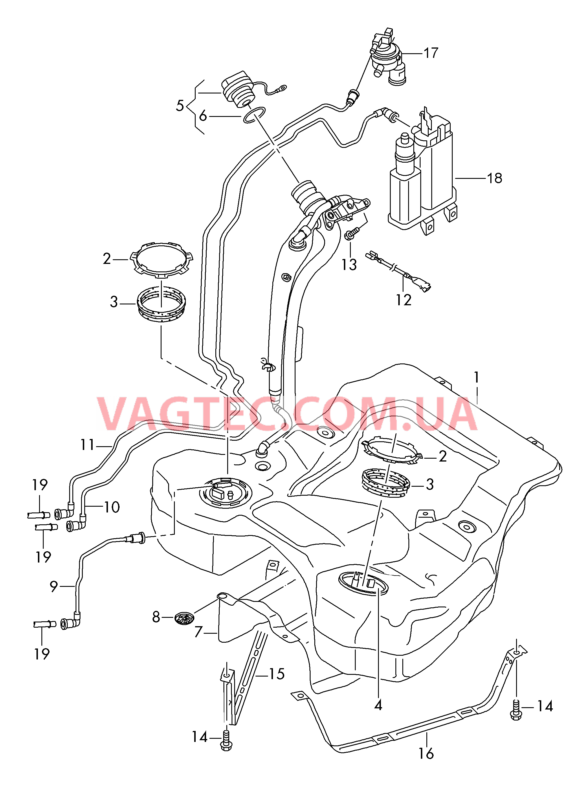 Топливный бак с навесными деталями  для VOLKSWAGEN CC 2017