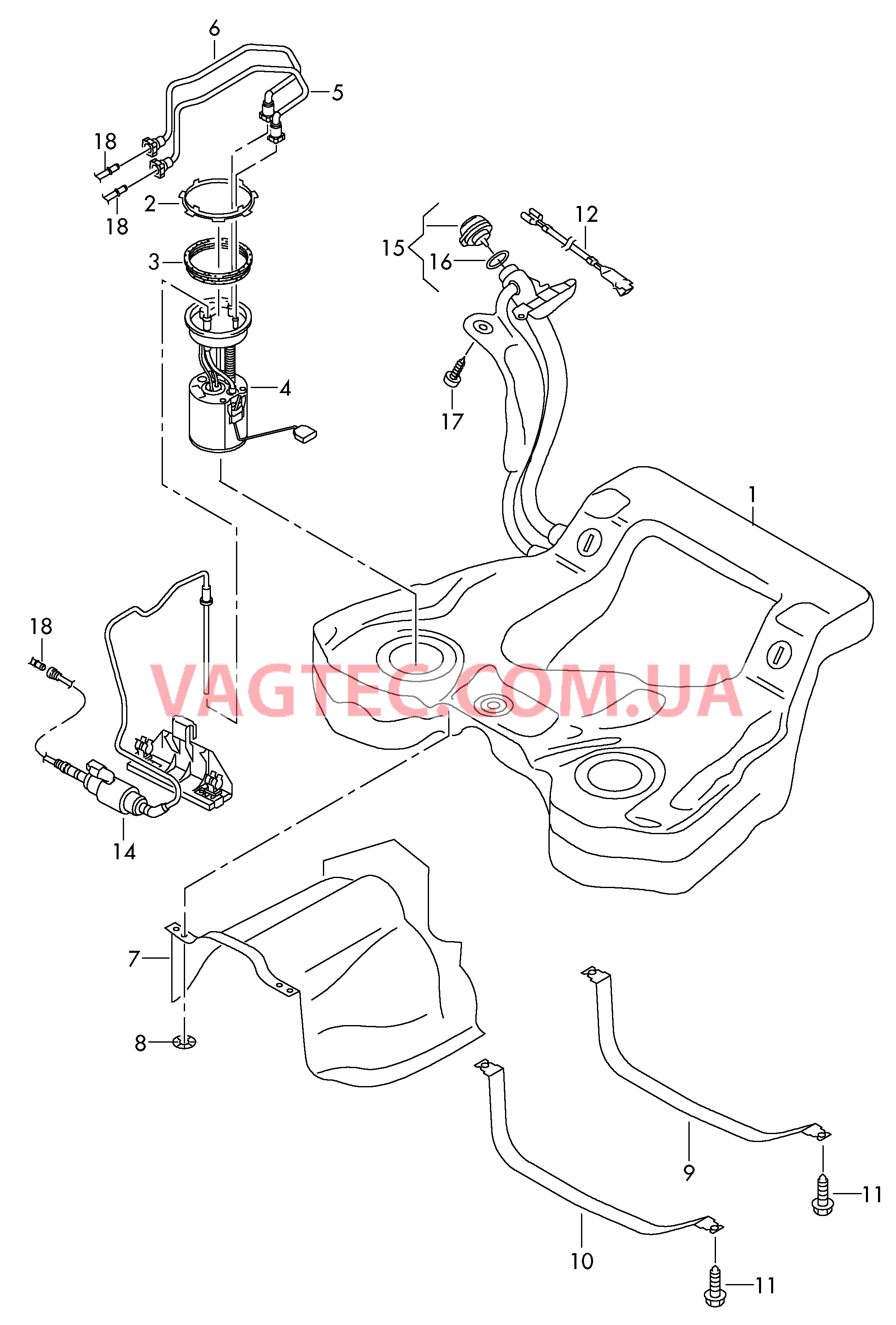 Топливный бак с навесными деталями  для VOLKSWAGEN Passat 2014-1