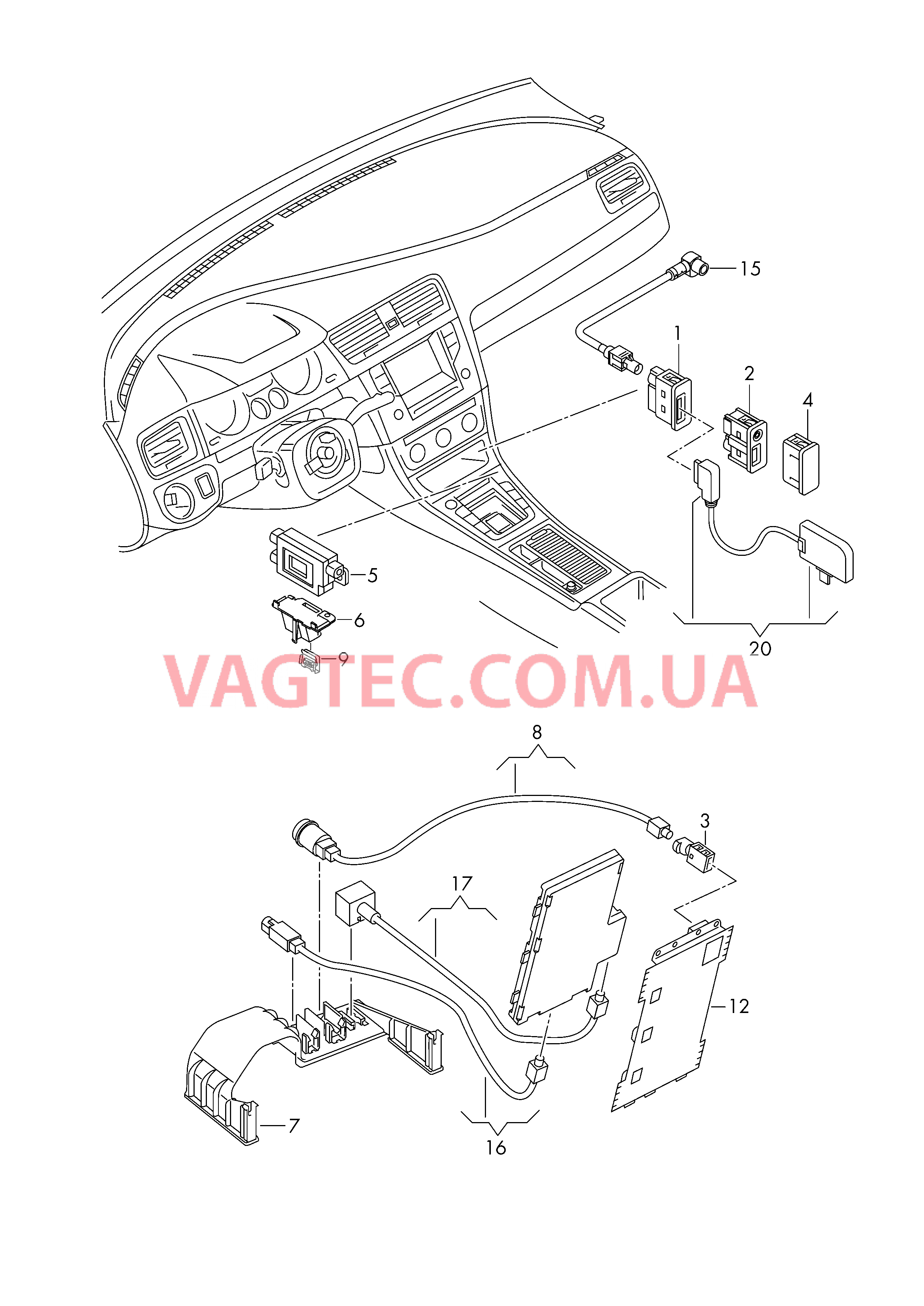 Интерфейс для внешних подключений  USB-хаб  для VOLKSWAGEN GOLF 2015-1