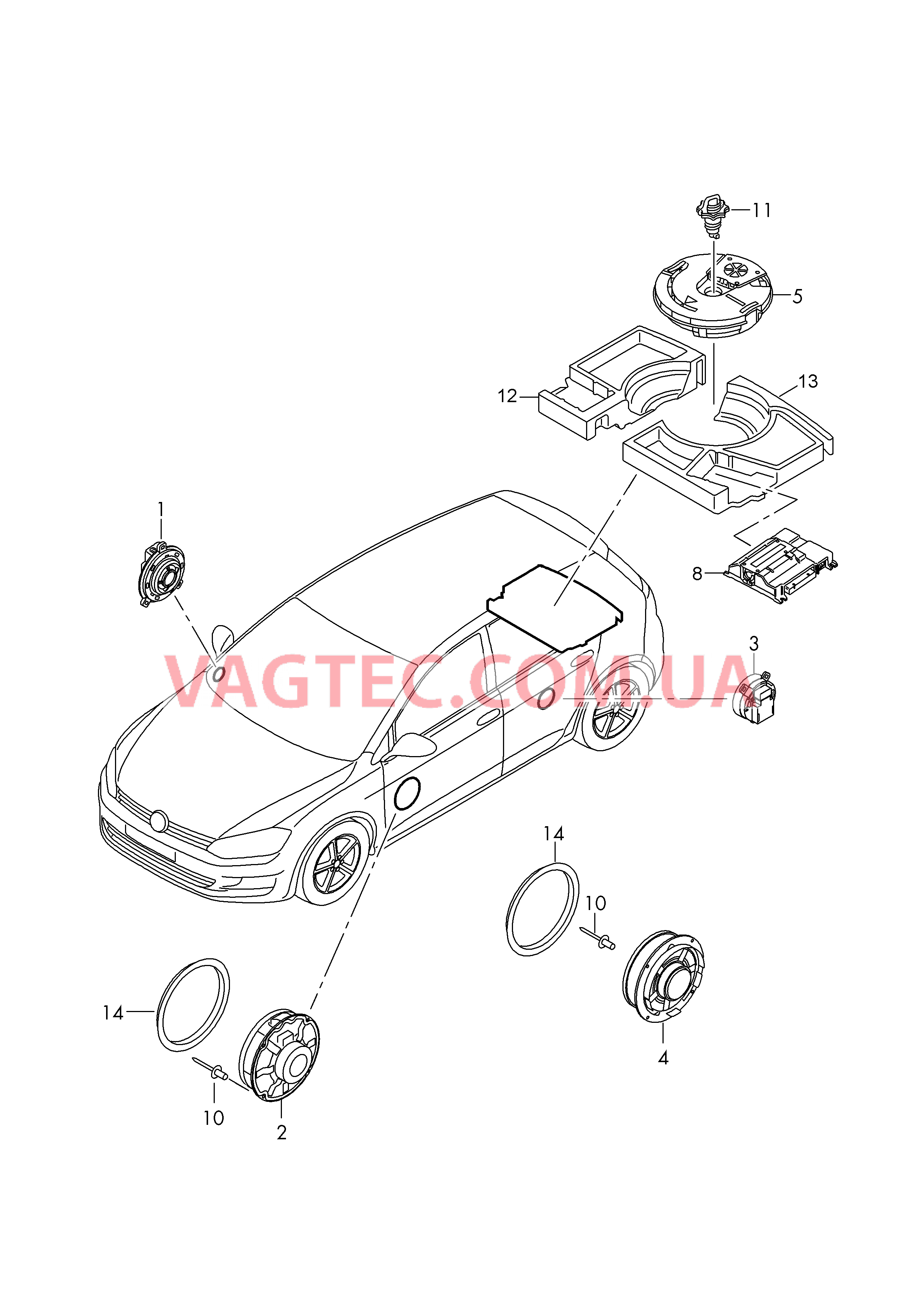 Электрические детали акустической системы  для VOLKSWAGEN E-Golf 2017