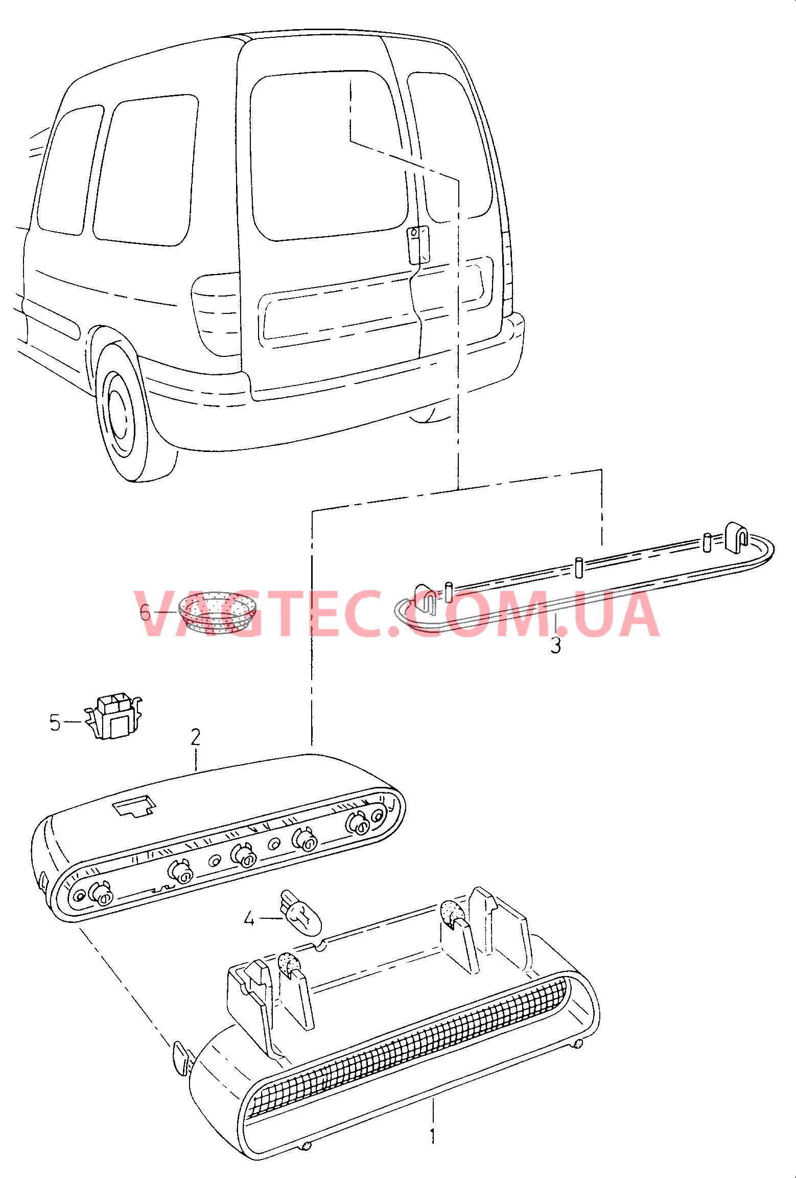 Верхний стоп-сигнал  для VOLKSWAGEN Caddy 2001