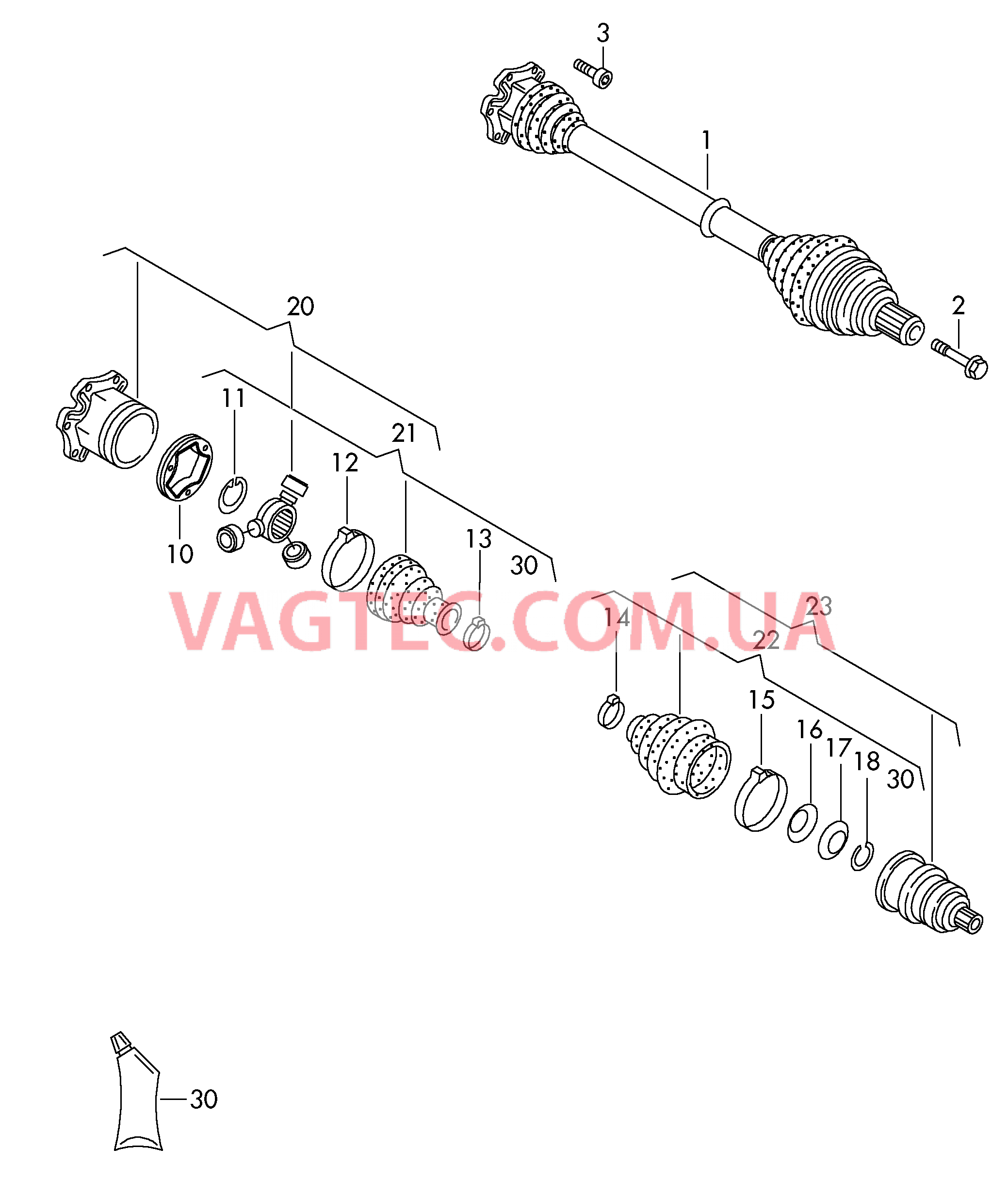 Приводной вал для 6-ступ. КП DSG D - 07.11.2011>> для VOLKSWAGEN Touran 2011