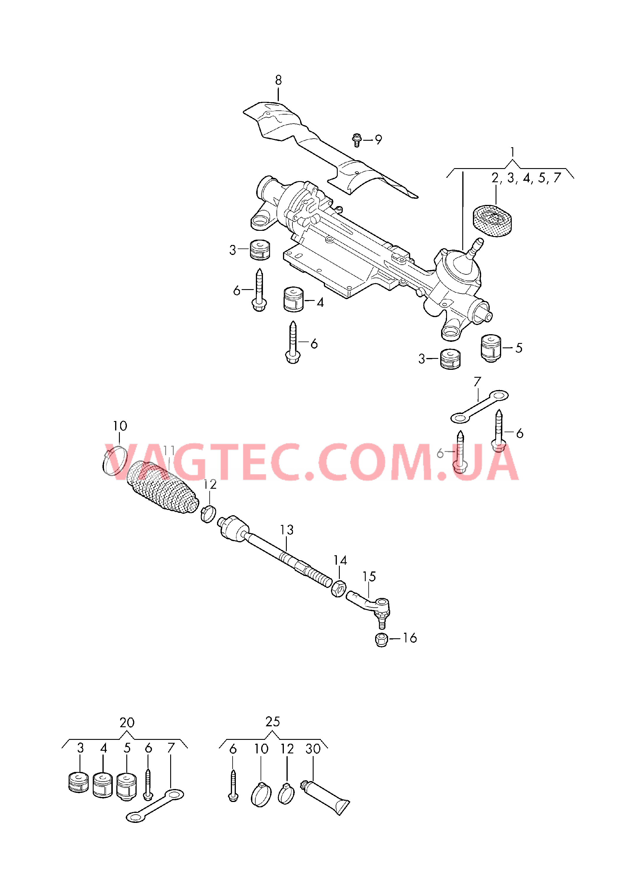 Рулевой механизм Поперечная рулевая тяга   D - 01.07.2008>> для VOLKSWAGEN Passat 2011