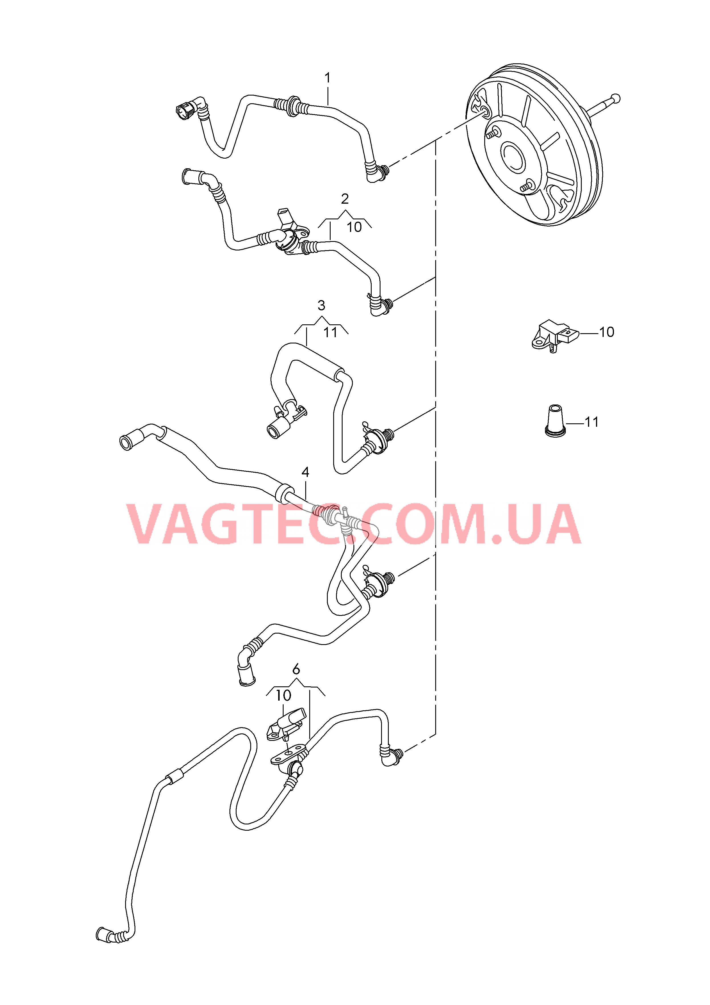 Вакуумные шланги для усилителя тормозного привода  для VOLKSWAGEN CC 2012
