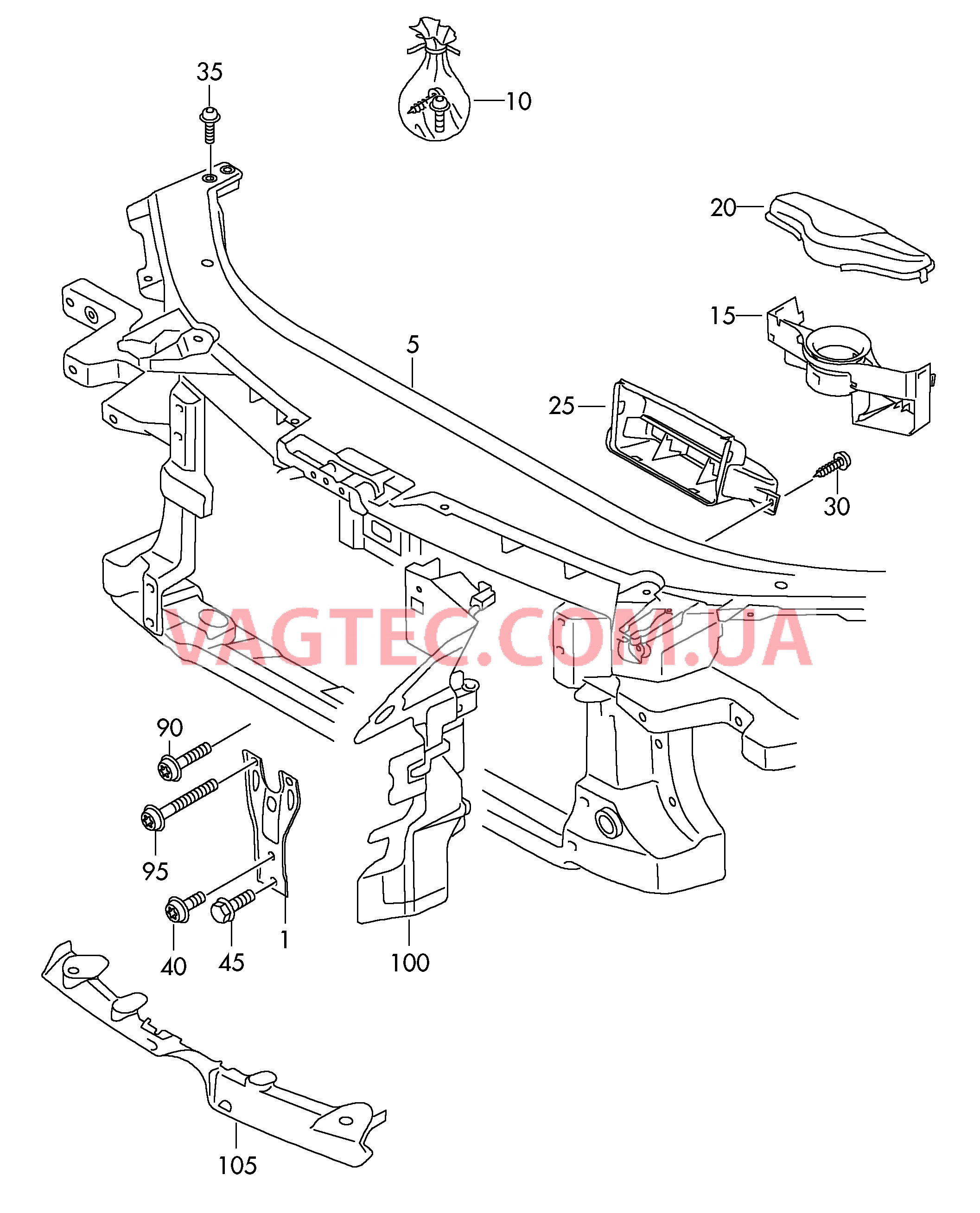 Передняя часть кузова без водоотводящего короба  для VOLKSWAGEN Passat 2011-1