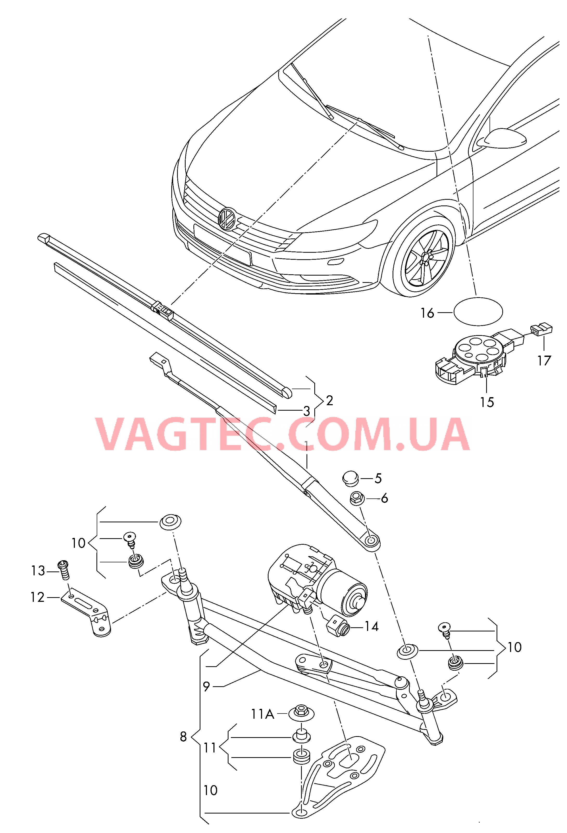Cтеклоочиститель Крепление стеклоочистителя с электромотором  Датчик дождя  для VOLKSWAGEN CC 2016