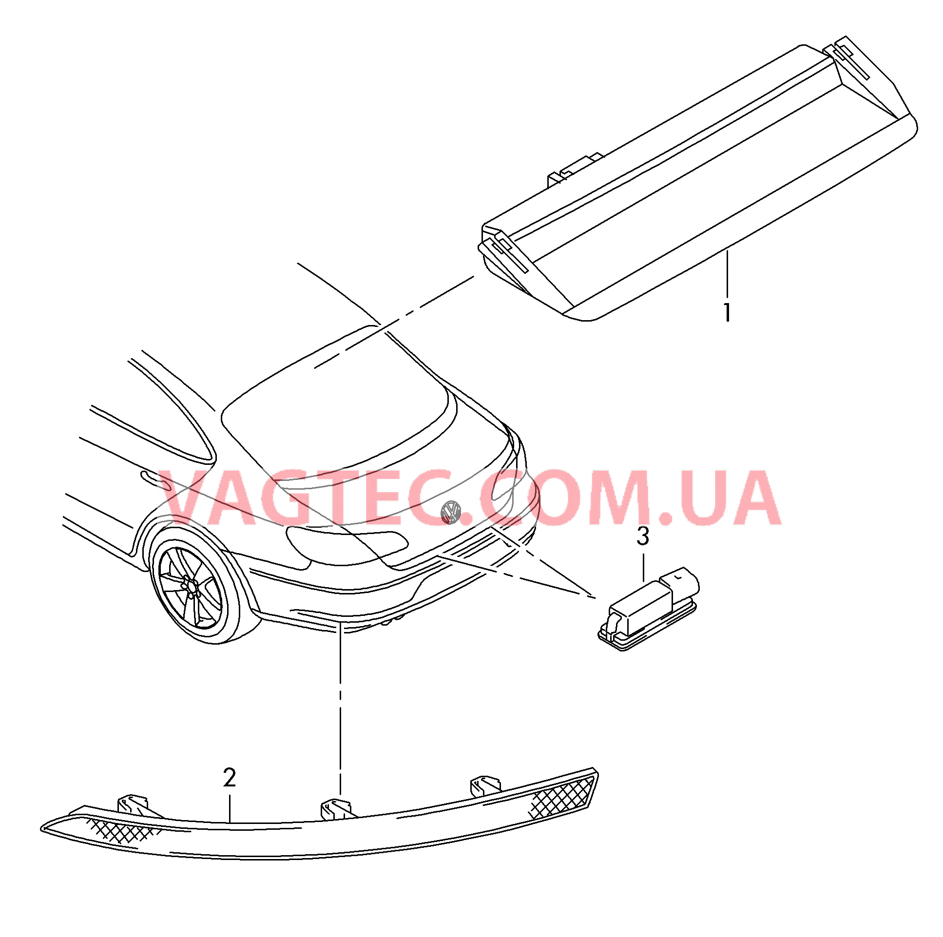Верхний стоп-сигнал Cветовозвращатель Плафон освещ. номерного знака  для VOLKSWAGEN CC 2015