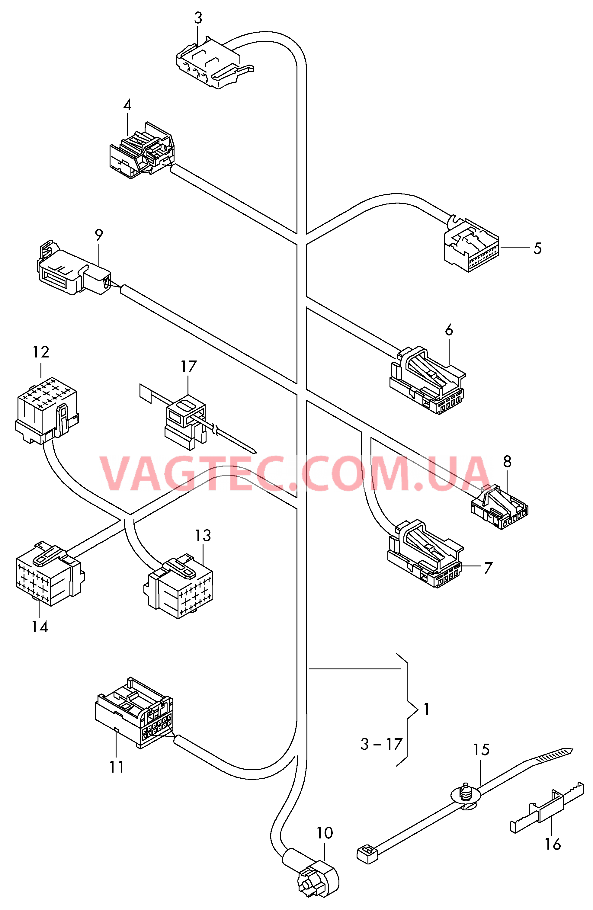 Жгут проводов центрального подлокотника  для AUDI A8Q 2010-1