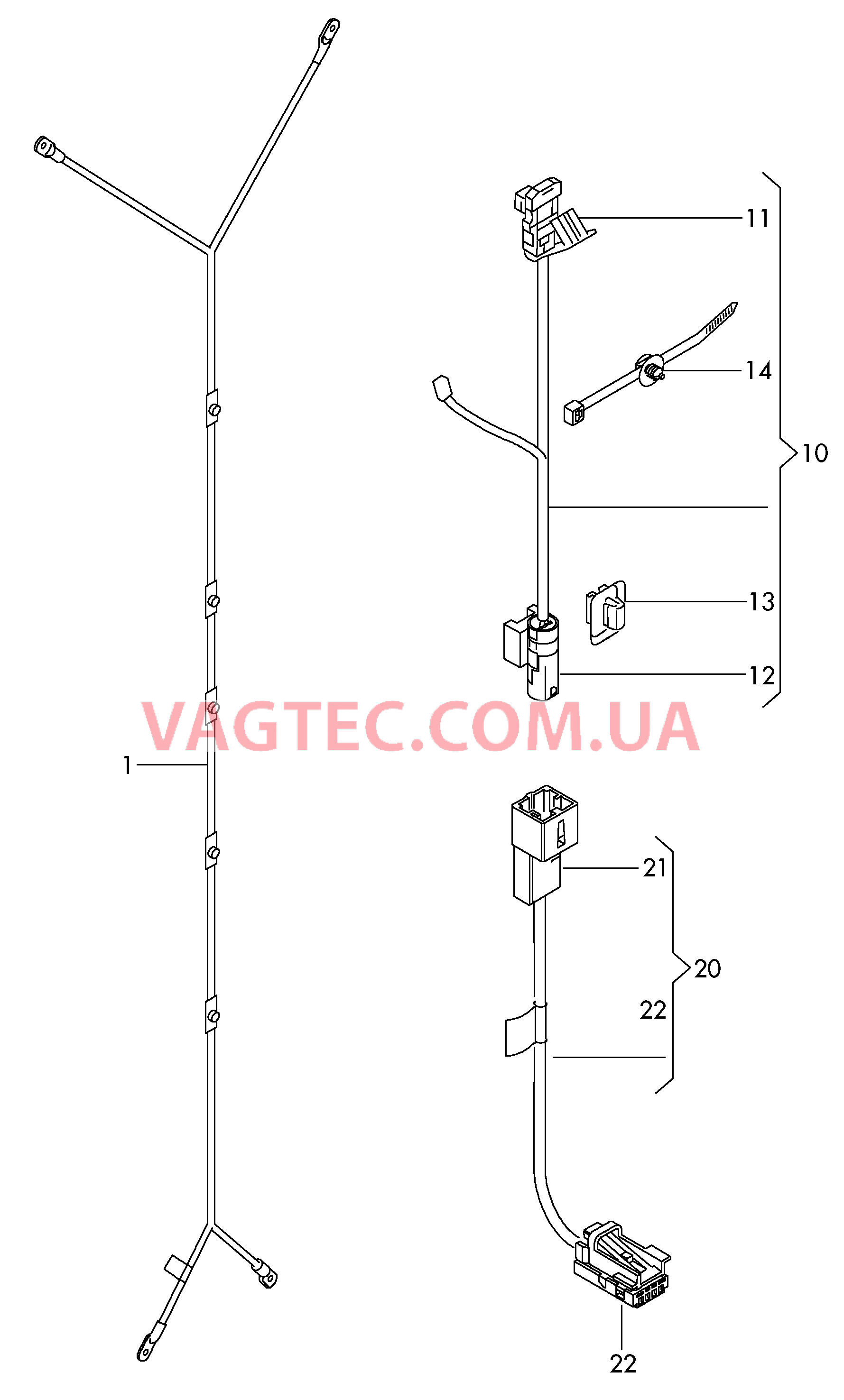 Жгут проводов дополнительного отопителя  Кабель-адаптер Подуш. без-сти для колен Кабель-адаптер Выключатель для регулировки рулевой колонки  для AUDI A8 2017