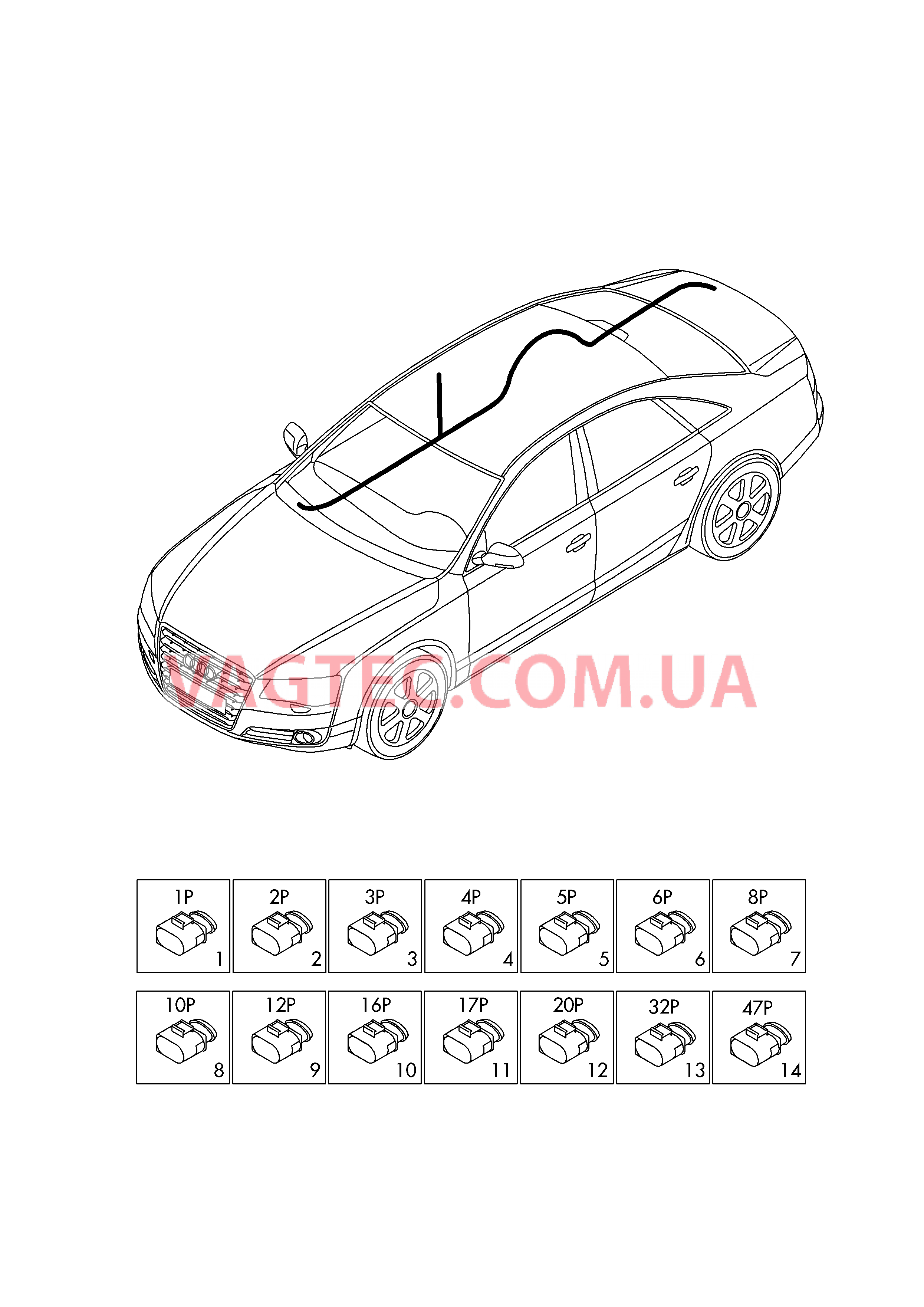 Детали не в сборе Жгут проводов для салона                       Область:  для AUDI A8 2017