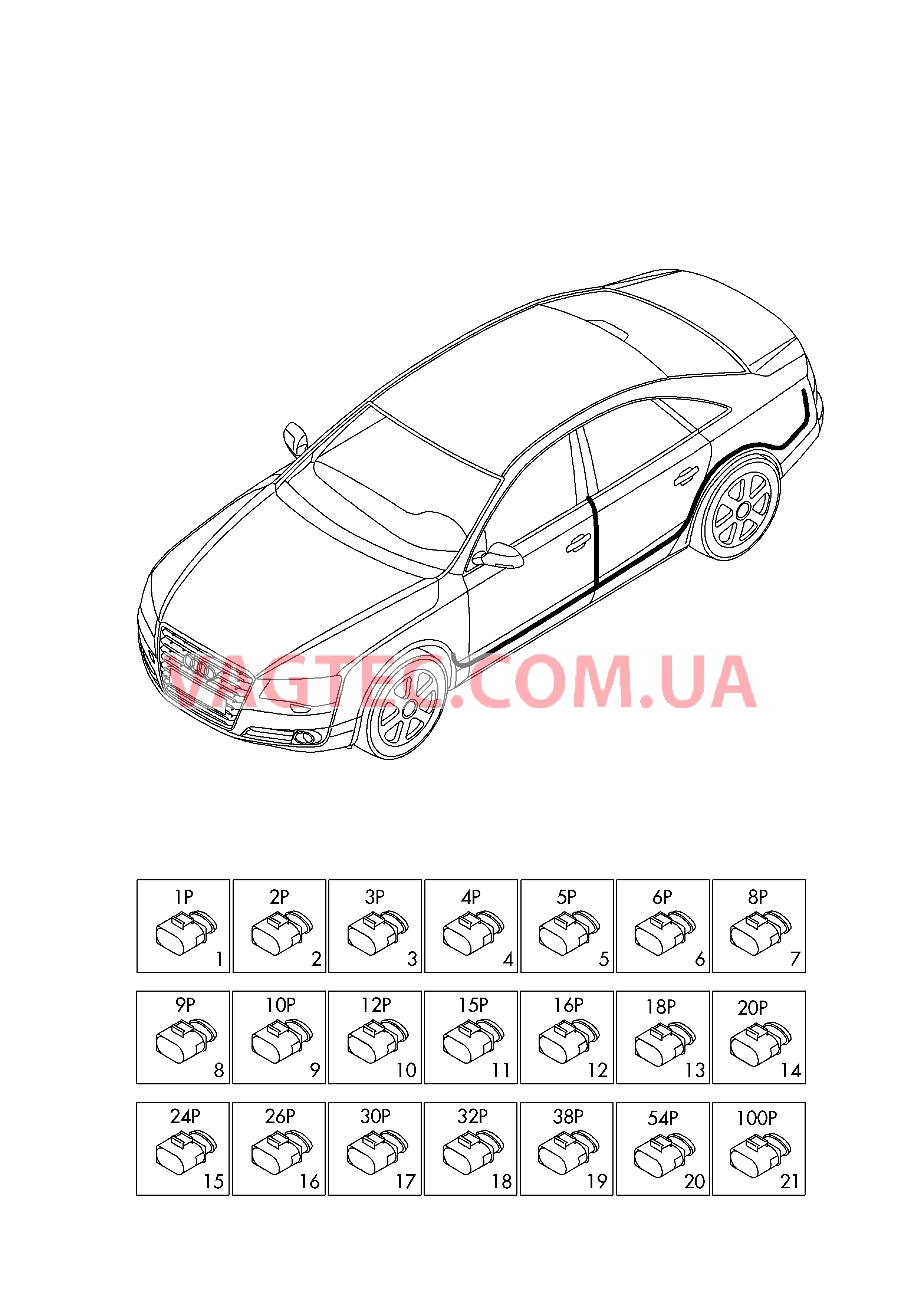 Детали не в сборе Жгут проводов для салона                       Область:  для AUDI A8Q 2014