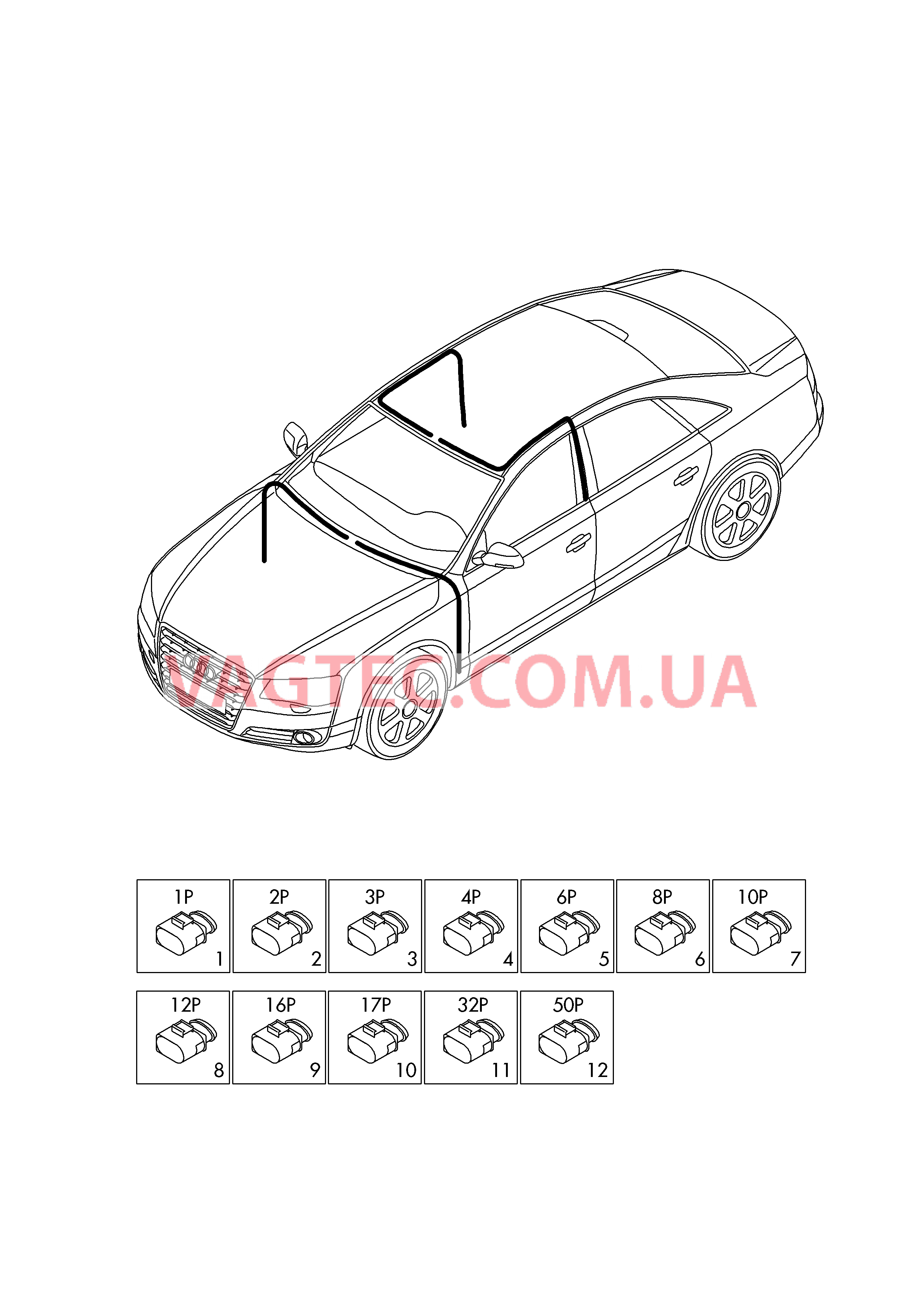 Детали не в сборе Жгут проводов для салона                       Область:  для AUDI A8Q 2014