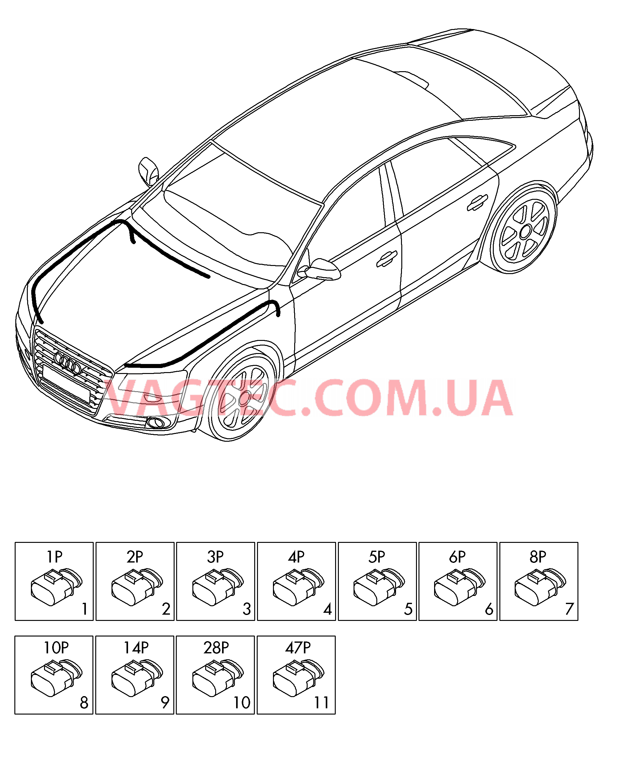 Детали не в сборе Жгут проводов для салона                       Область:  для AUDI A8 2017