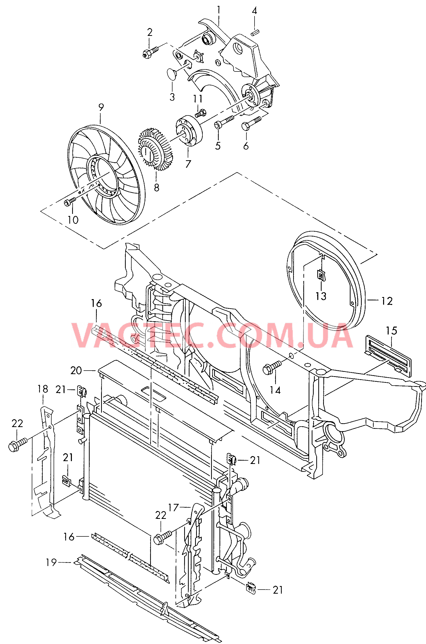 Воздуховод Вентилятор с вискомуфтой  для AUDI A8Q 2003
