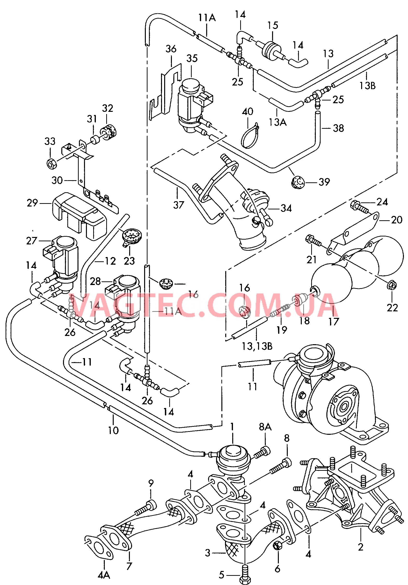 Вакуумная система Рециркуляция ОГ  для AUDI A8 2002