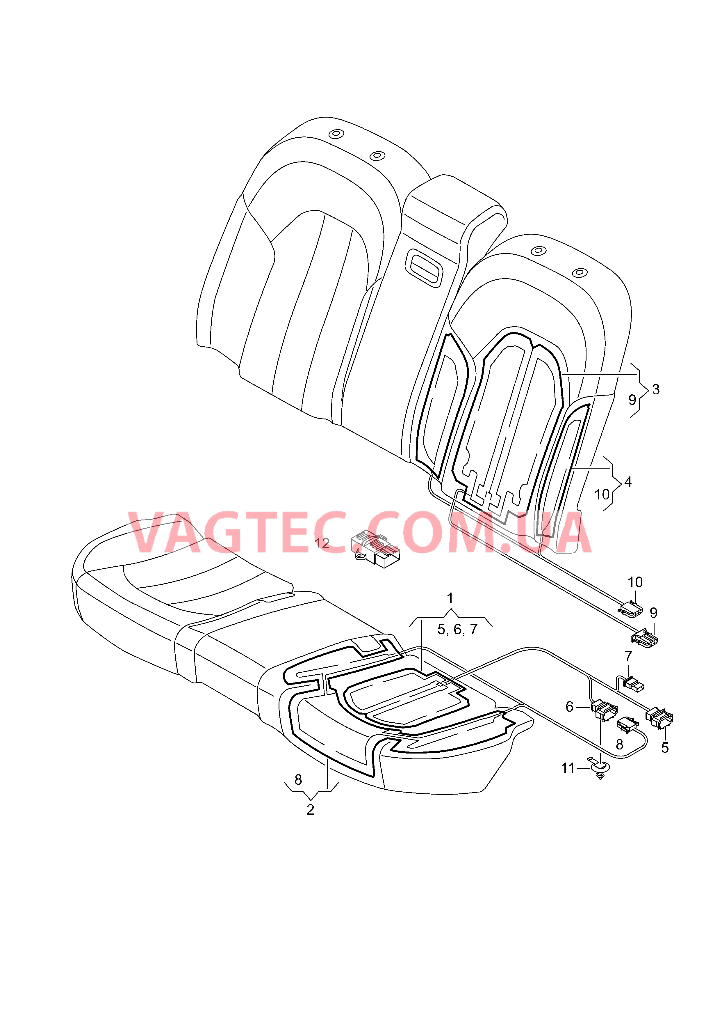 Нагревательный элемент спинки и подушки сиденья  для AUDI A8 2014