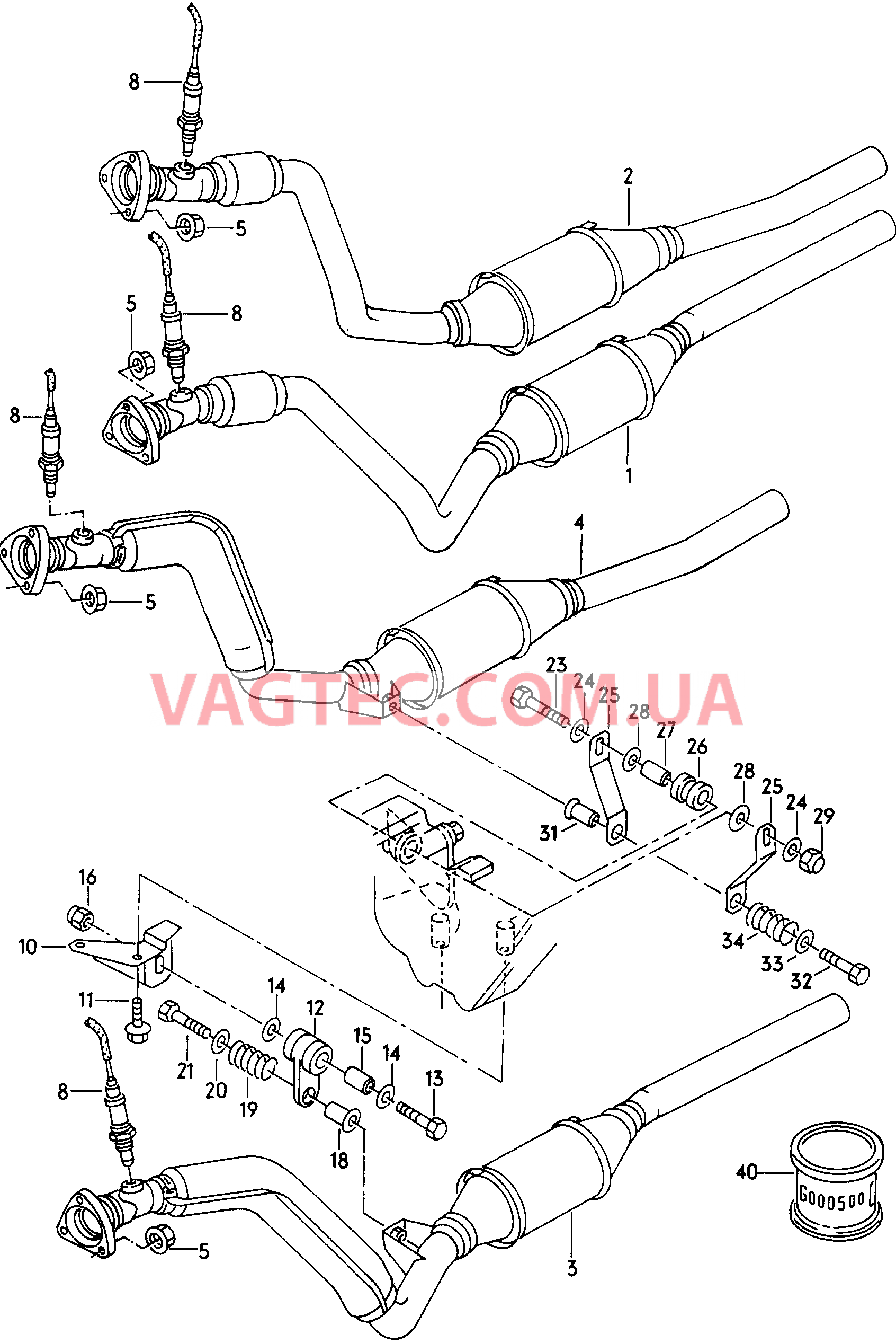 Выпускная труба Нейтрализатор AUDI A8  Детали крепежные для КП  для AUDI A8 2001