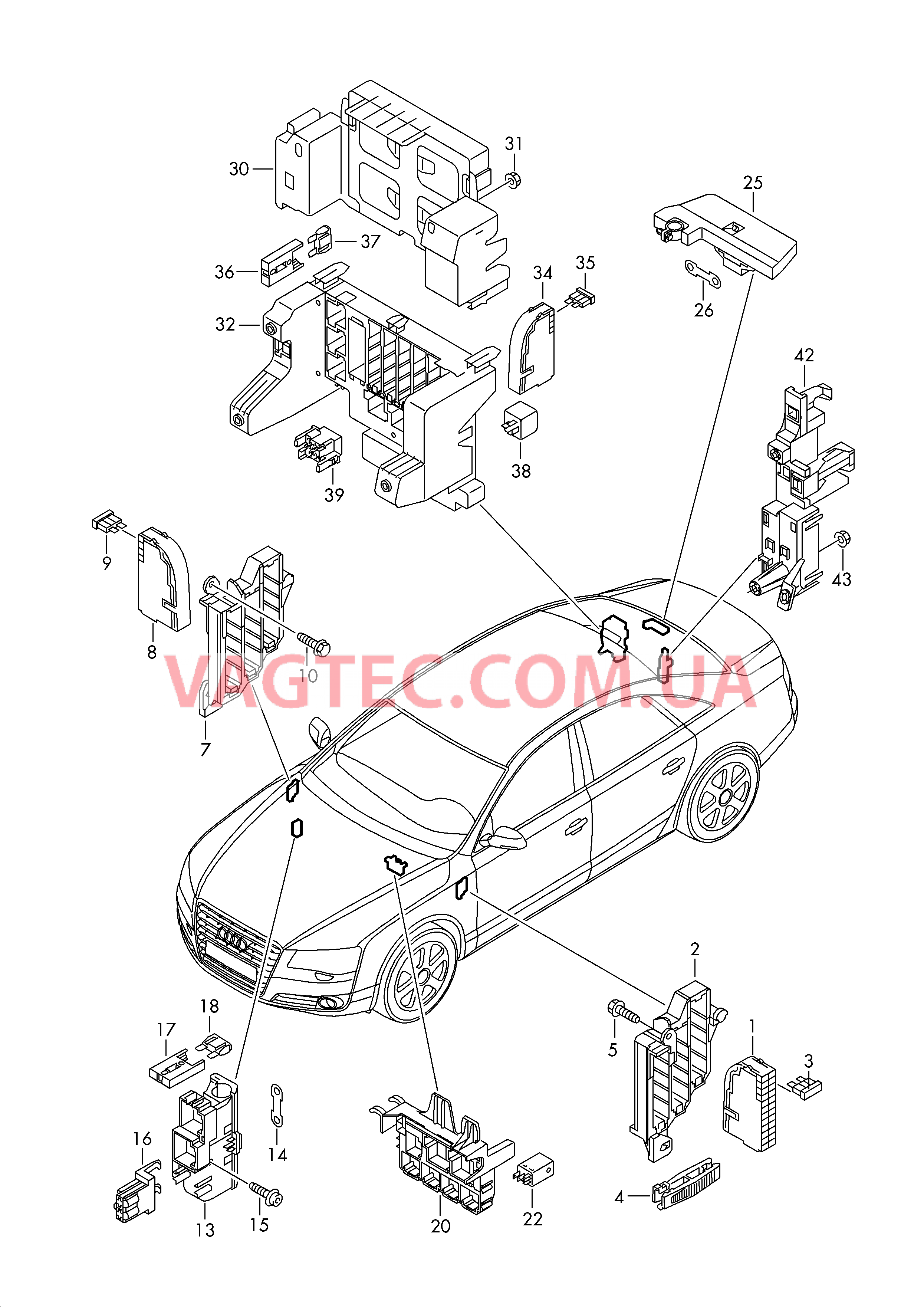 Конт. колодка плавк. предохр. Колодка реле и реле  для AUDI A8Q 2014