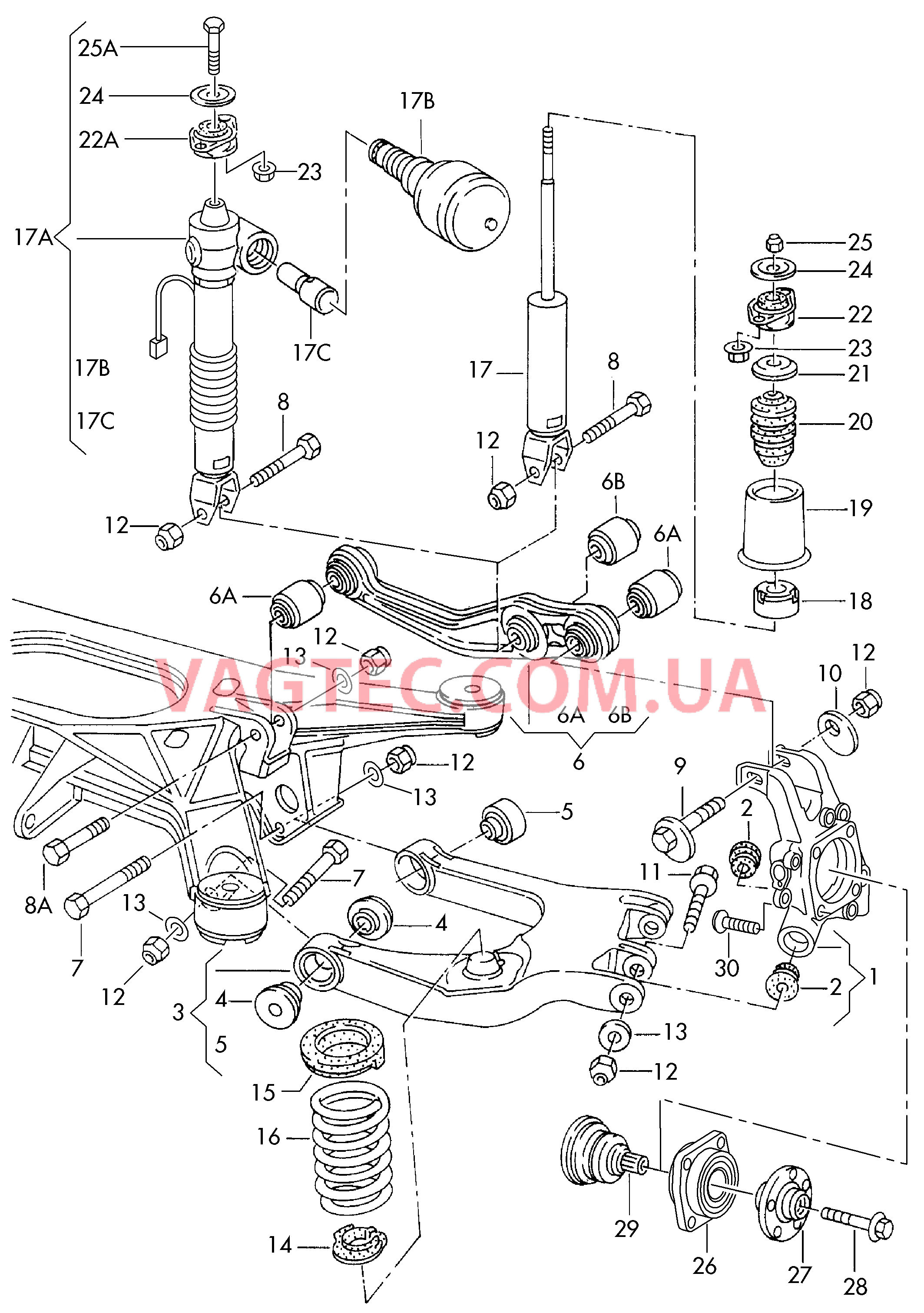 Балка заднего моста с деталями   F 4D-1-000 001>> для AUDI A8 2002