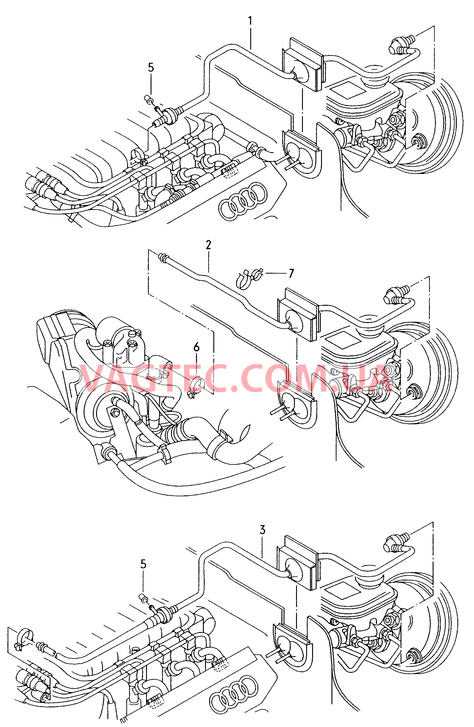 Вакуумные шланги для усилителя тормозного привода  для AUDI A8Q 2001