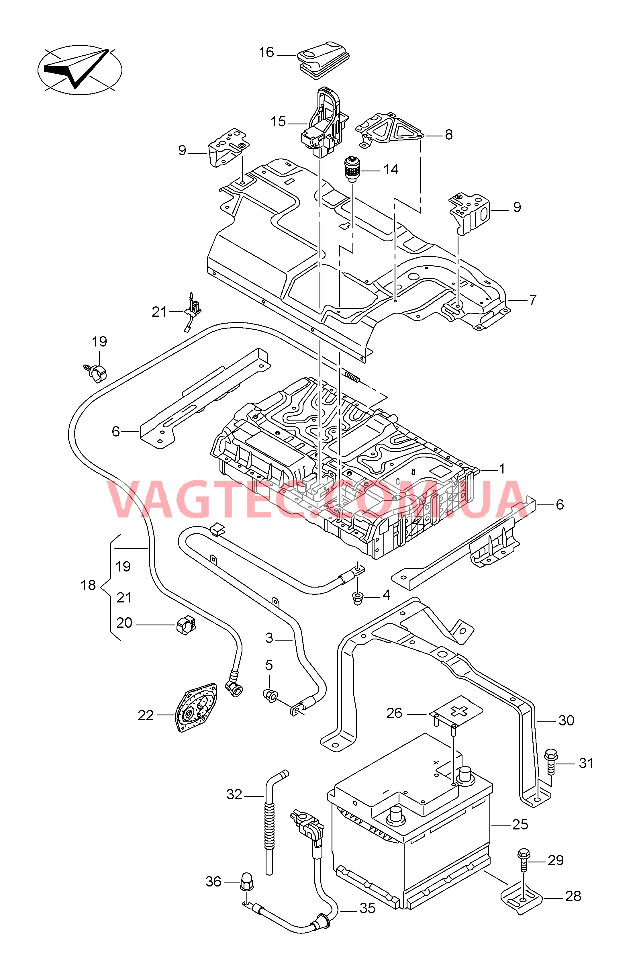 Высоковольтная АКБ гибридн.пр. АКБ, залитая эл-литом и заряж.  для AUDI A6 2014