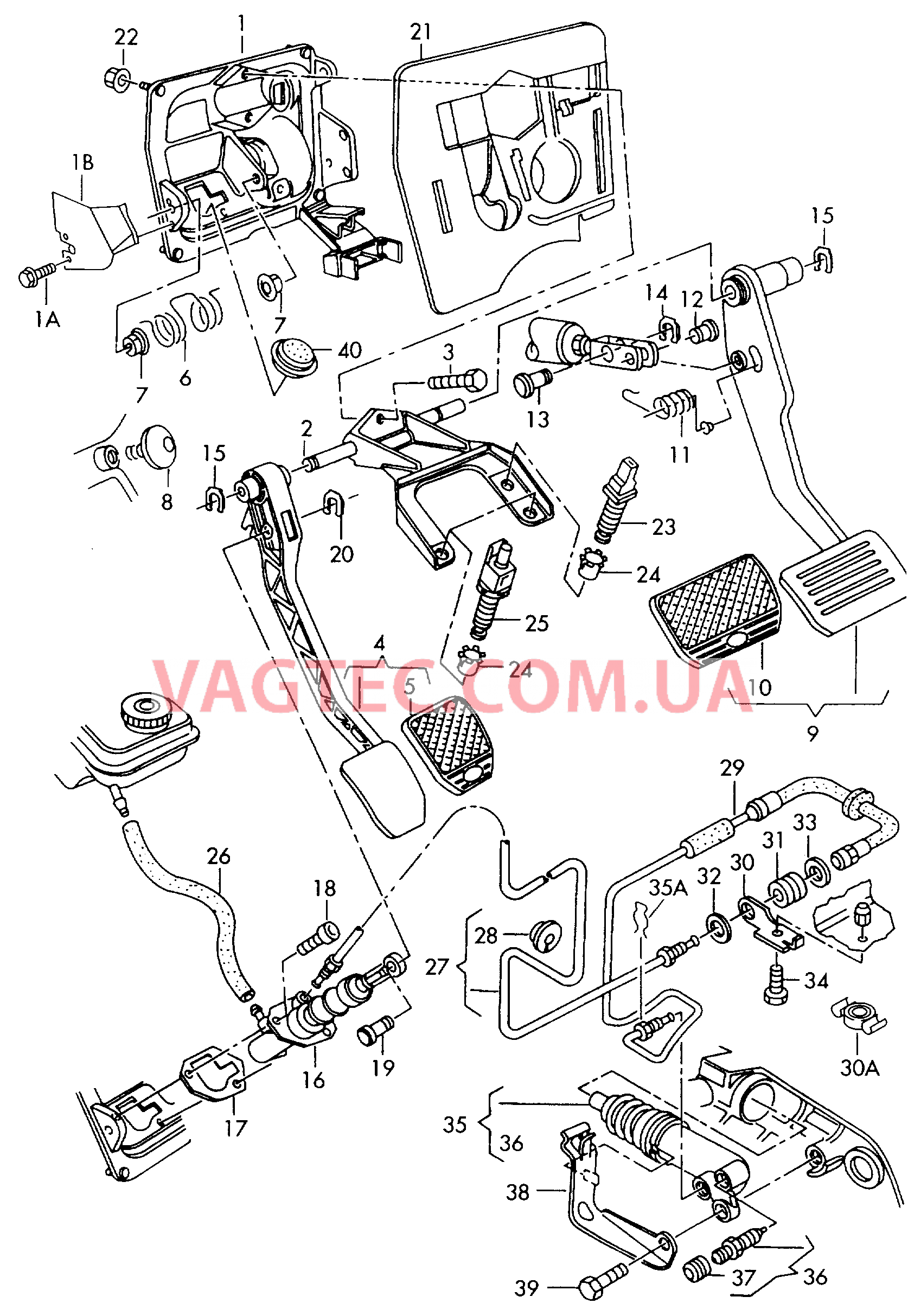 Педальный механизм привода тормозного механизма и сцепления  для AUDI A8Q 2003
