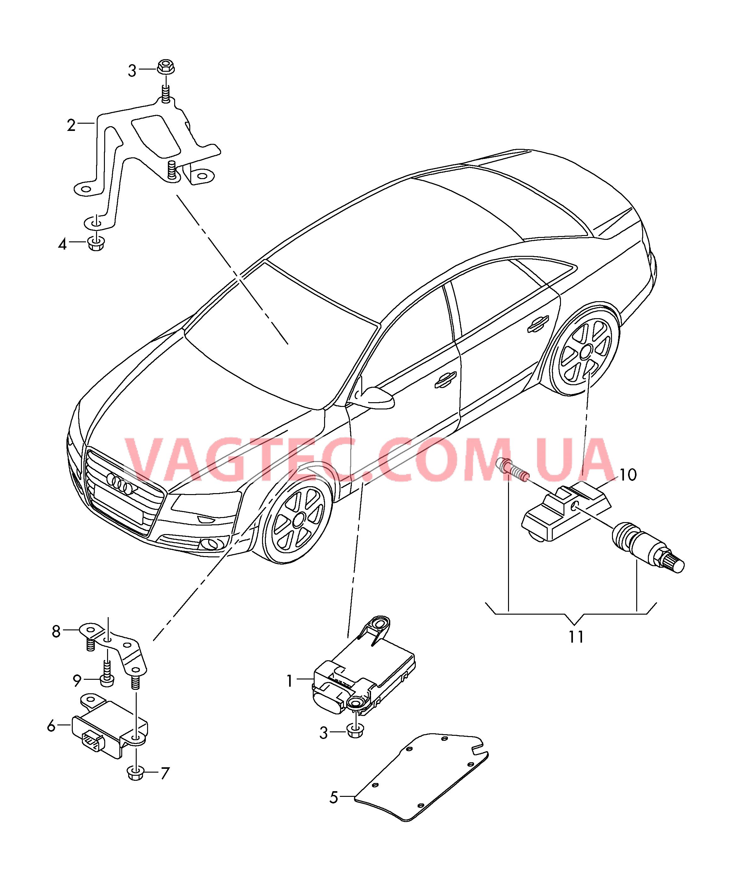 Cист. контр.давл.возд. в шинах  для AUDI A8 2011