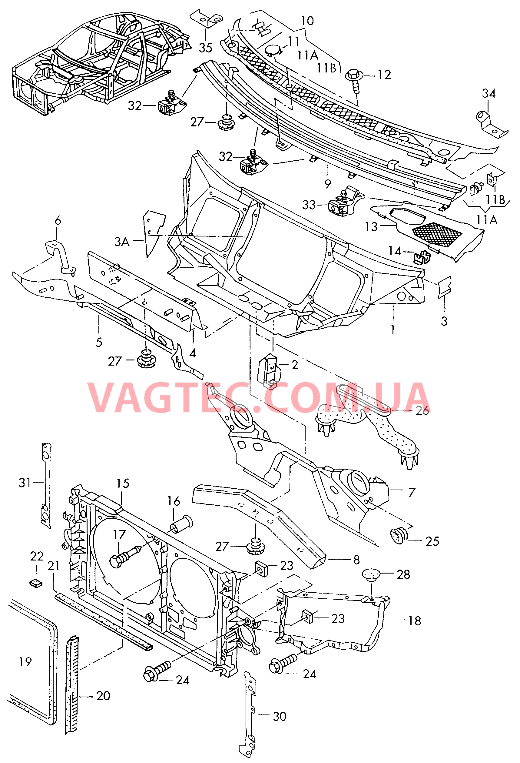 Передняя часть кузова  для AUDI A8 2003