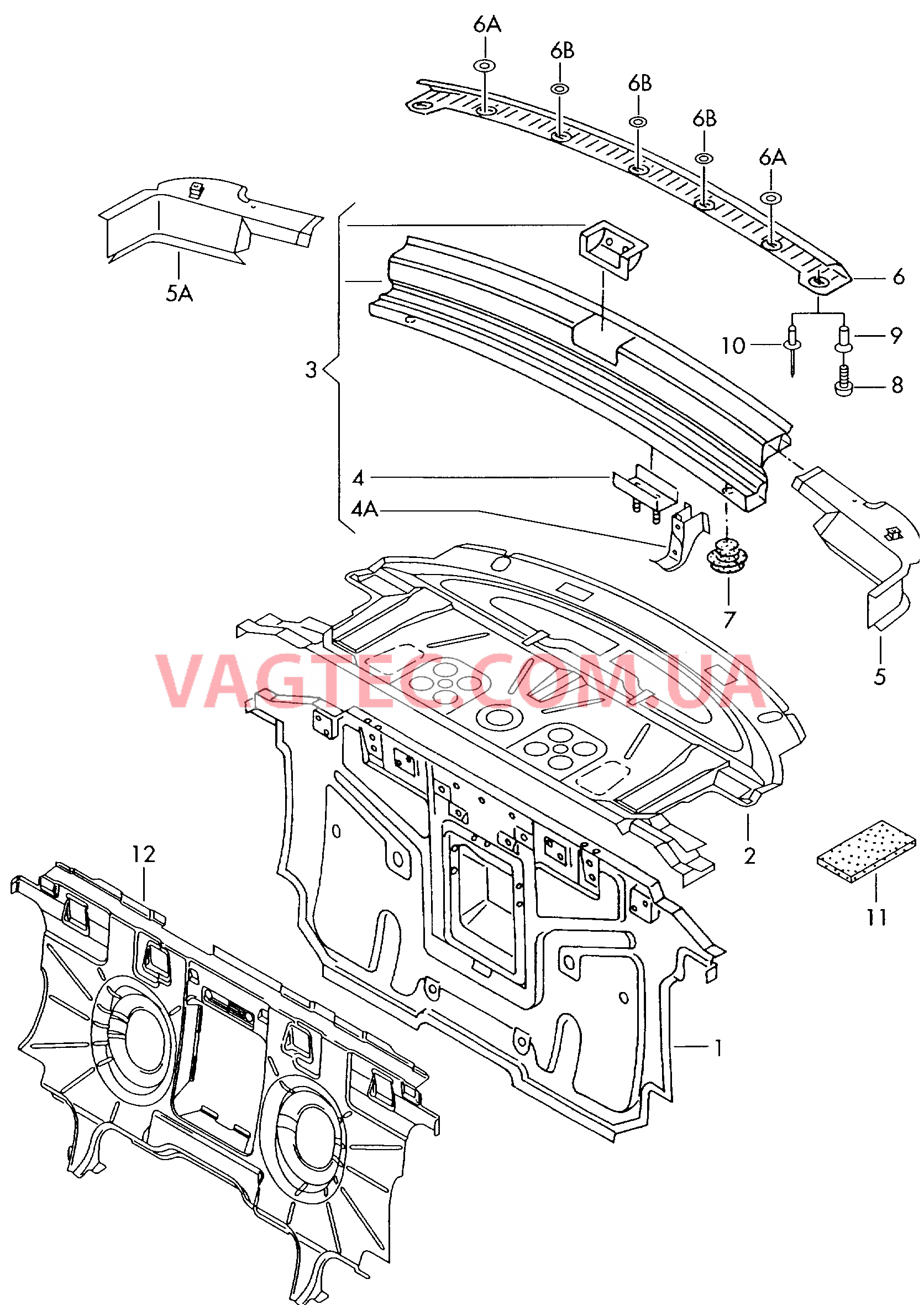 Перегородка Задняя панель  для AUDI A8Q 2003