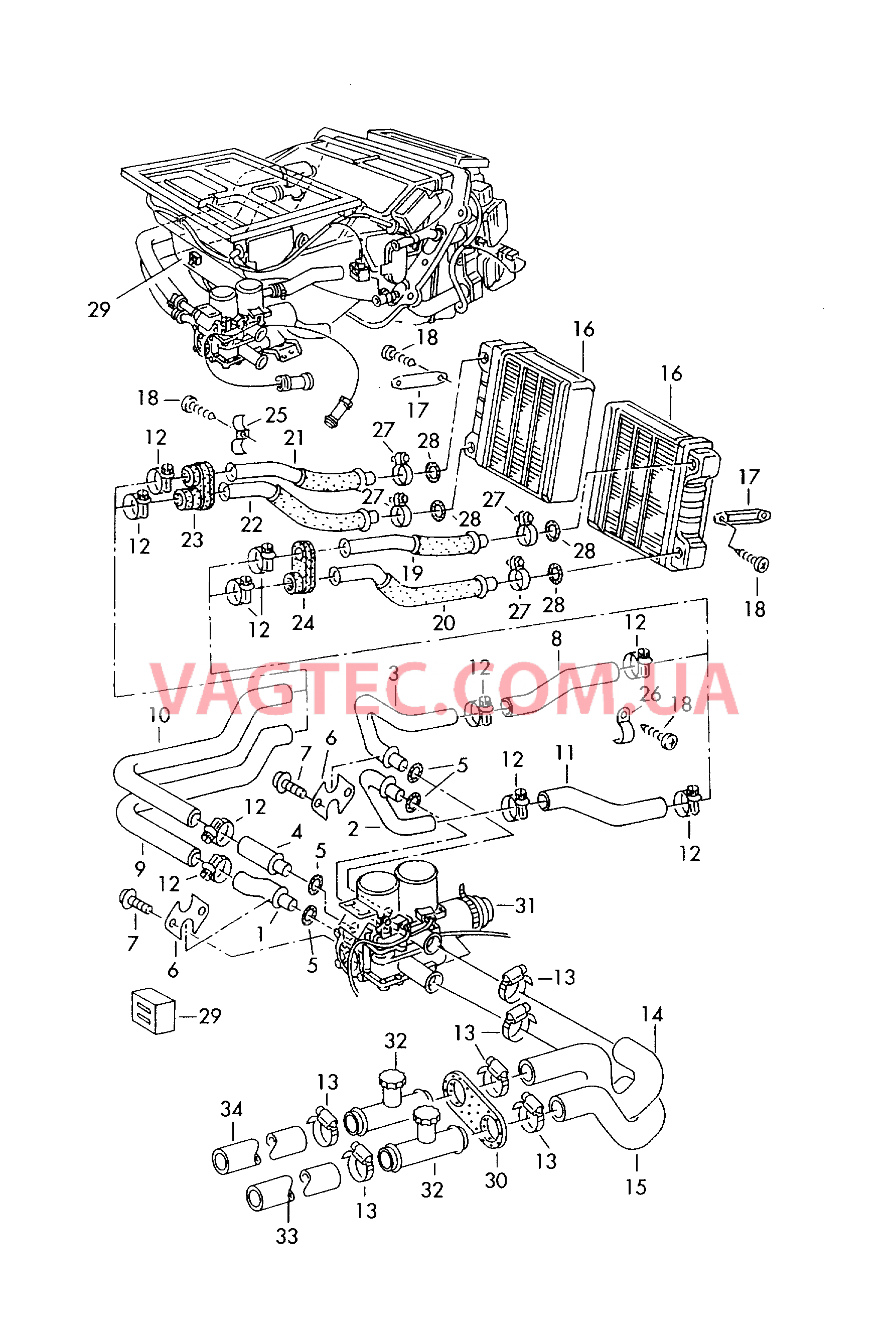 Теплообменник Шланги ОЖ   F 4D-1-015 000>>* для AUDI A8 2003