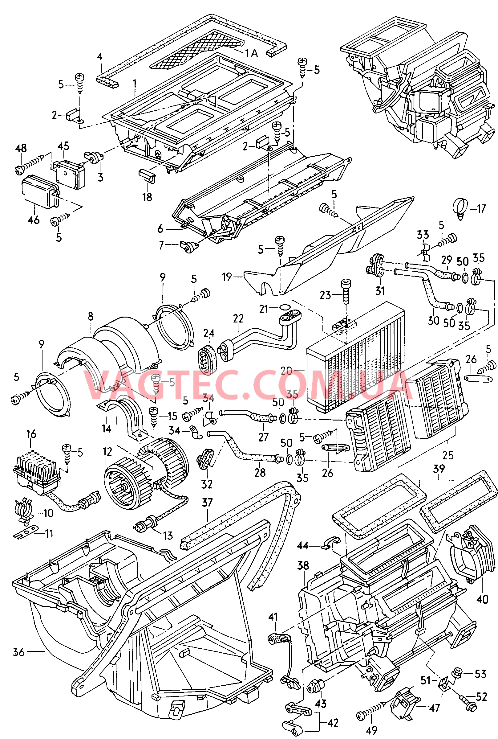  AUDI A8 Корпус испарителя Корпус воздухораспределителя Вентилятор F 4D-1-007 088>>* для AUDI A8 2001