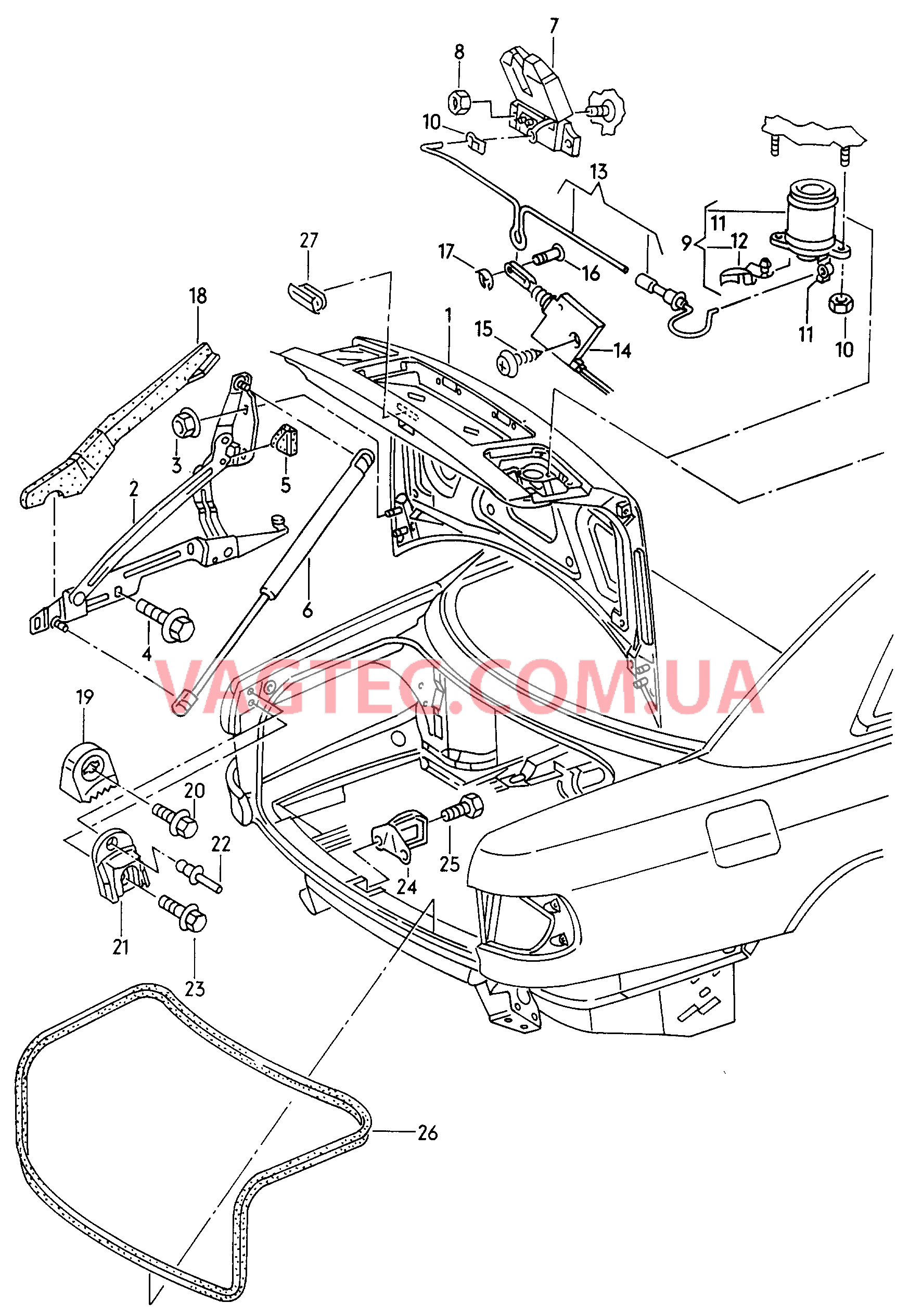 Крышка багажного отсека  для AUDI A8Q 2000