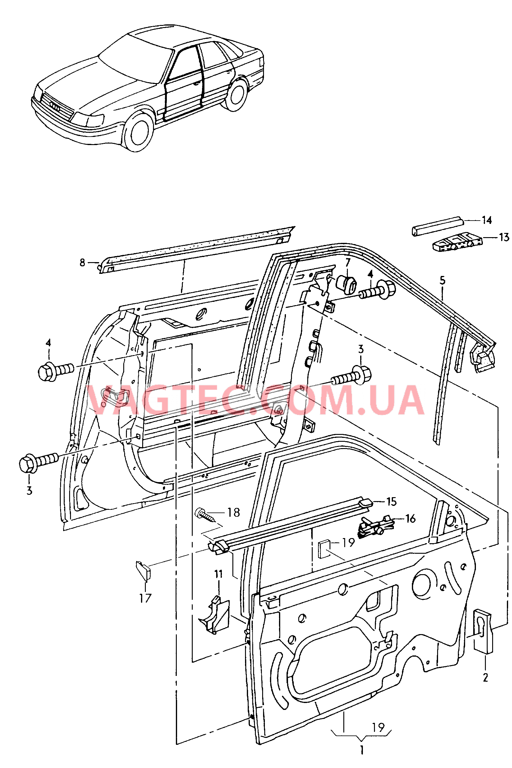  AUDI A8 Основание для деталей и узлов двери с рамкой стекла двери  для AUDI A8 2000