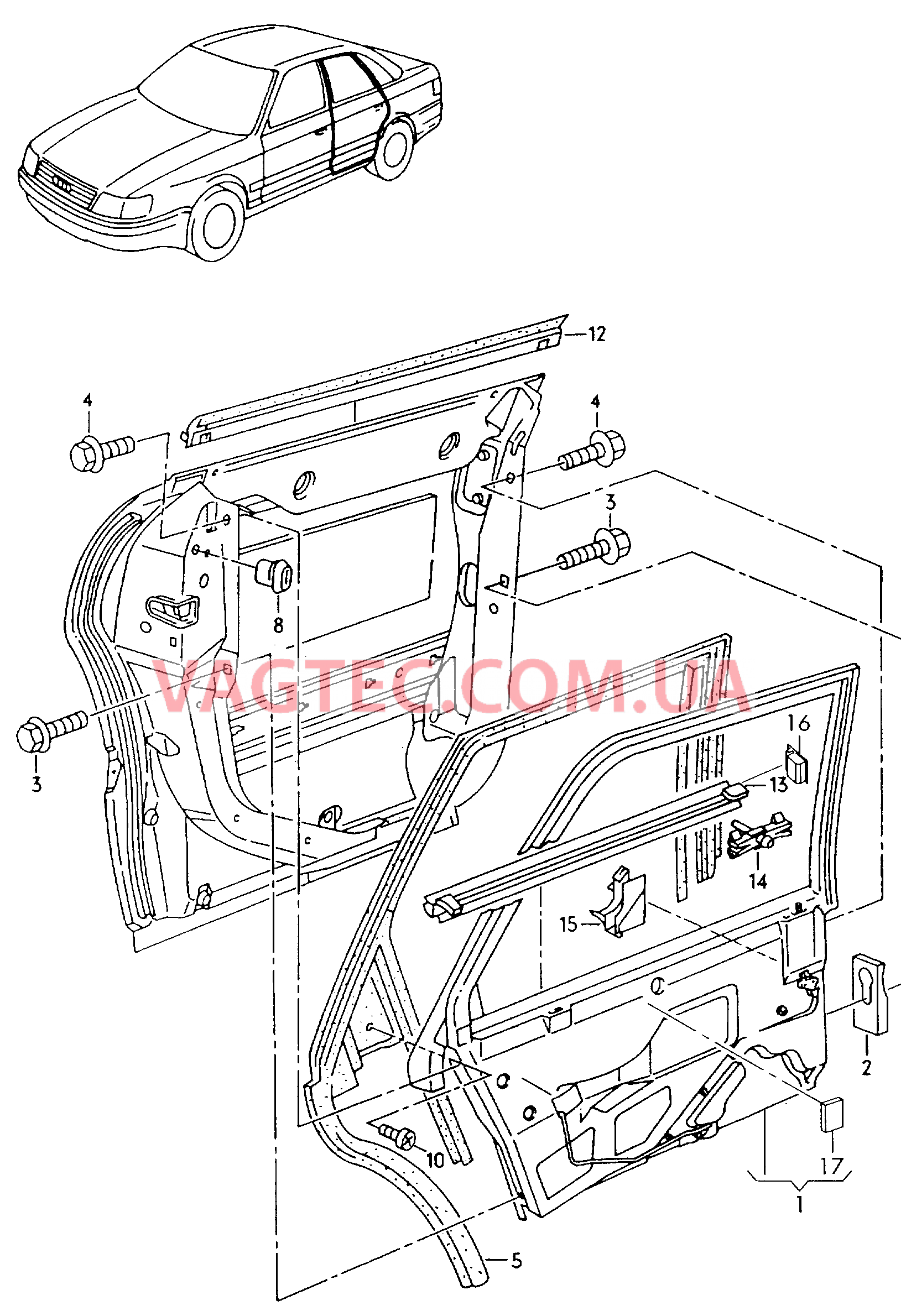  AUDI A8 Основание для деталей и узлов двери с рамкой стекла двери  для AUDI A8 2000