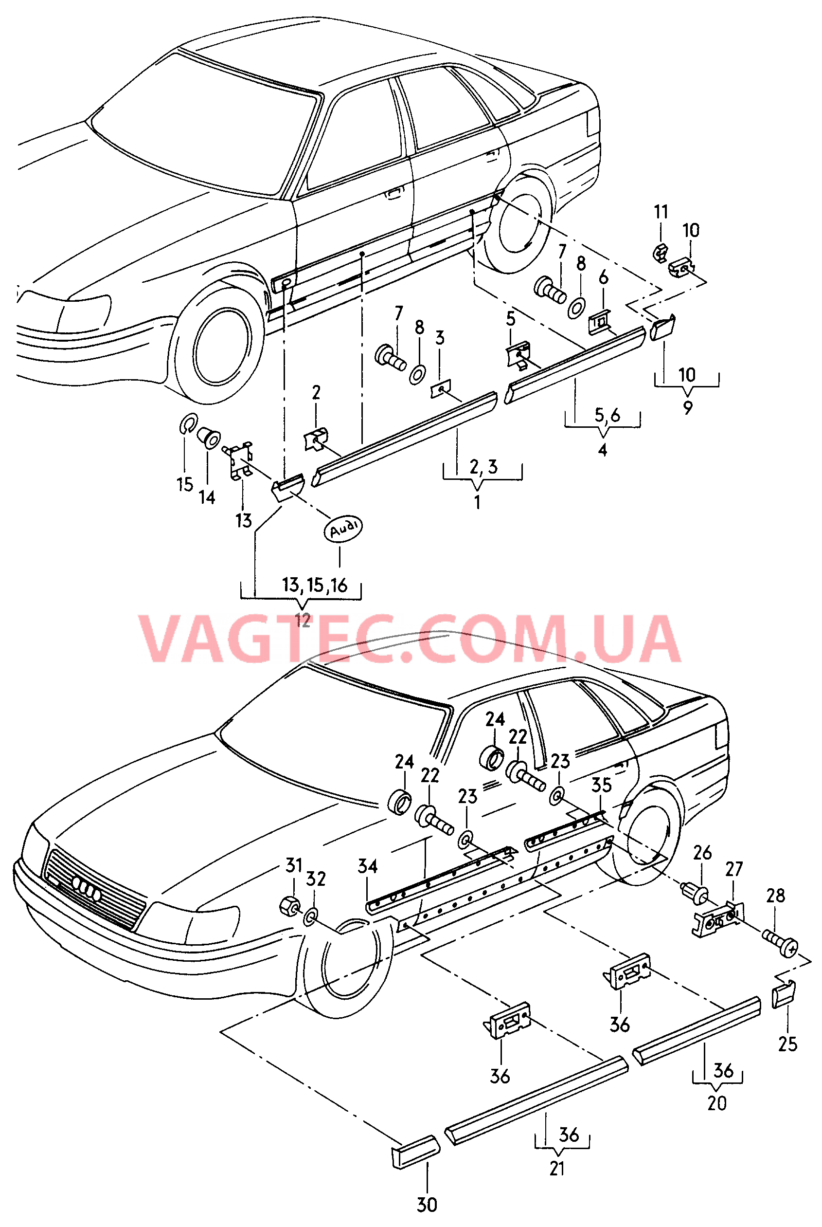 Декор. накладки и облицовки для крыльев, дверей и боковины  для AUDI A8Q 2003