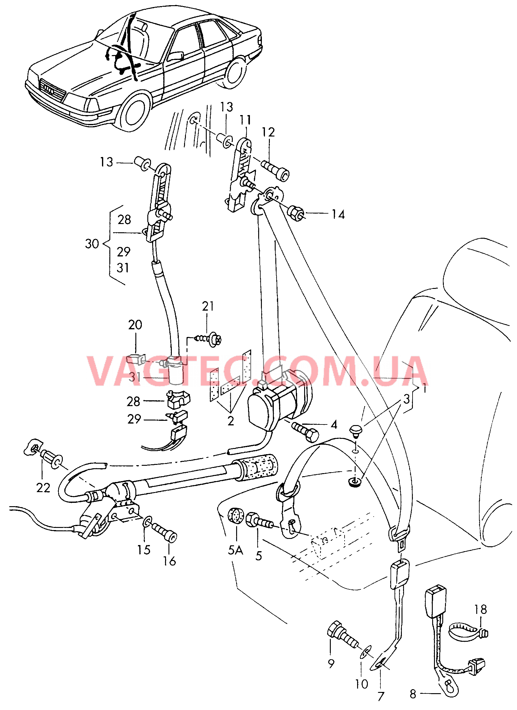 Трехточечн. ремень безопасн.  для AUDI A8Q 2002