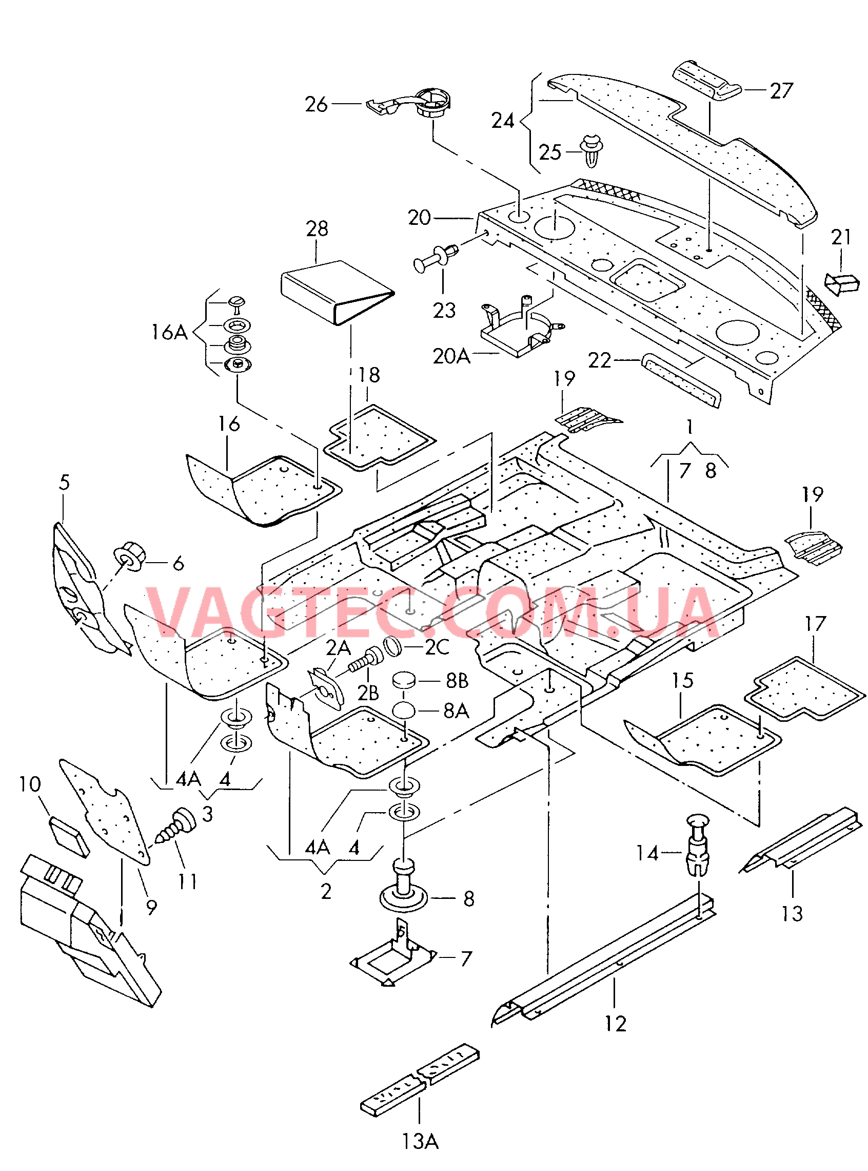 Настил пола Обивка задней полки .  для AUDI A8Q 2003