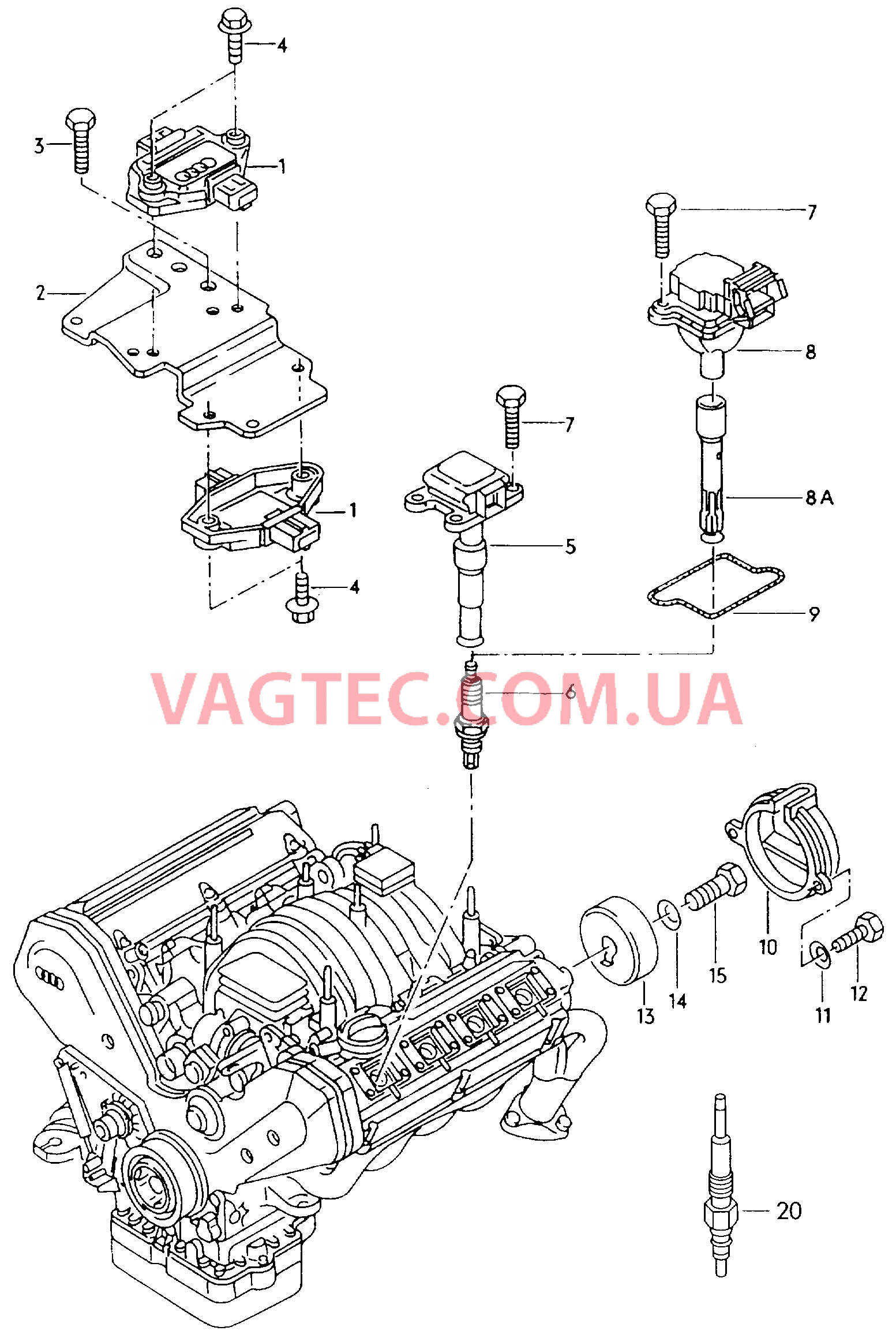 Катушка зажигания Cвеча зажигания Датчик Холла  для AUDI A8 2003