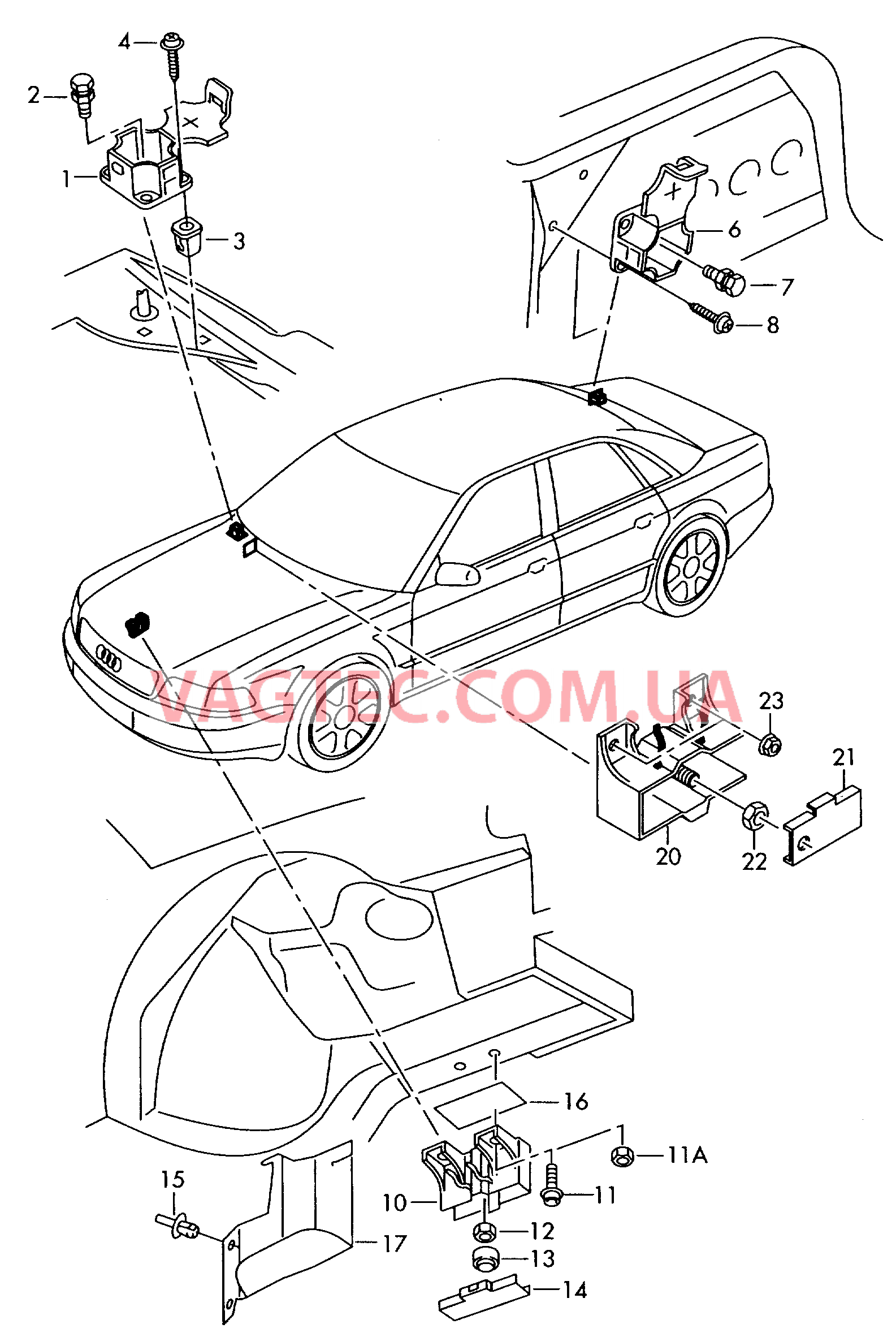 Распределительная коробка Жгут пров. для полож. выв. АКБ  для AUDI A8Q 2003