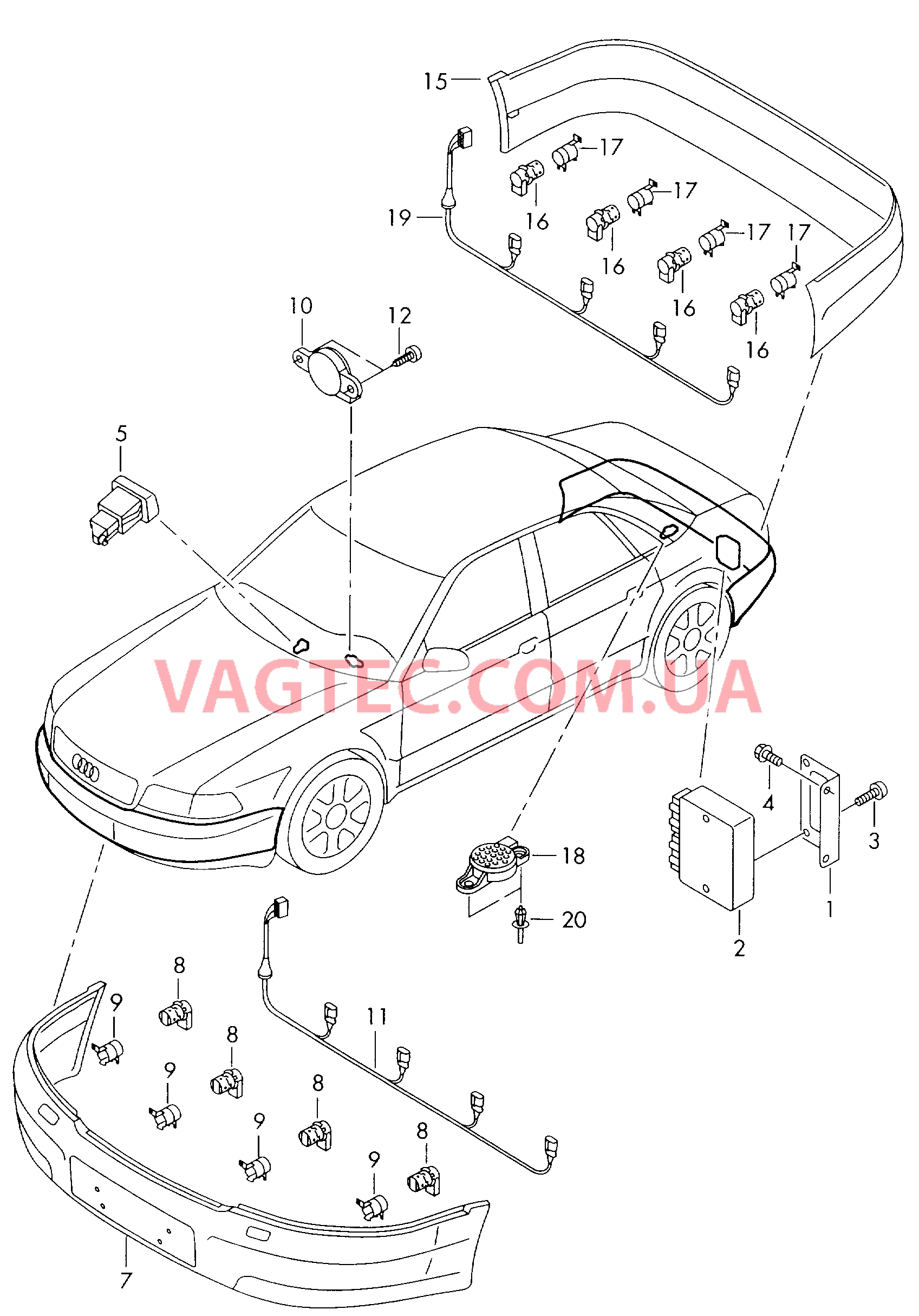Парковочный ассистент  для AUDI A8Q 2002