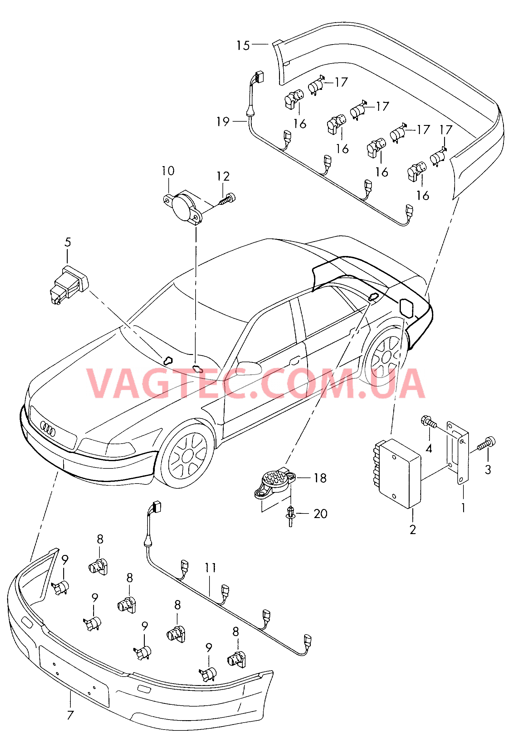 Парковочный ассистент  для AUDI A8Q 2003