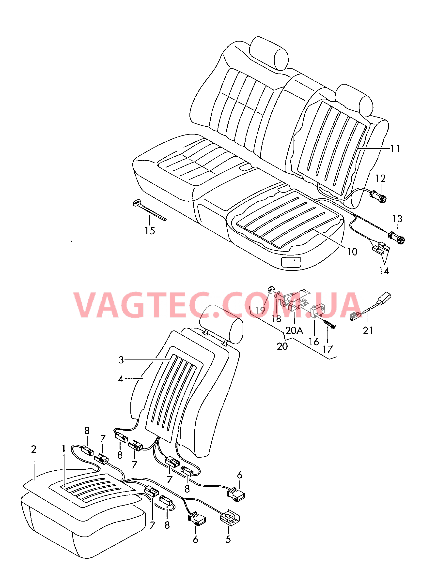 Нагревательный элемент для автомобилей с Подушка сиденья и спинка с обогревом  для AUDI A8Q 2002
